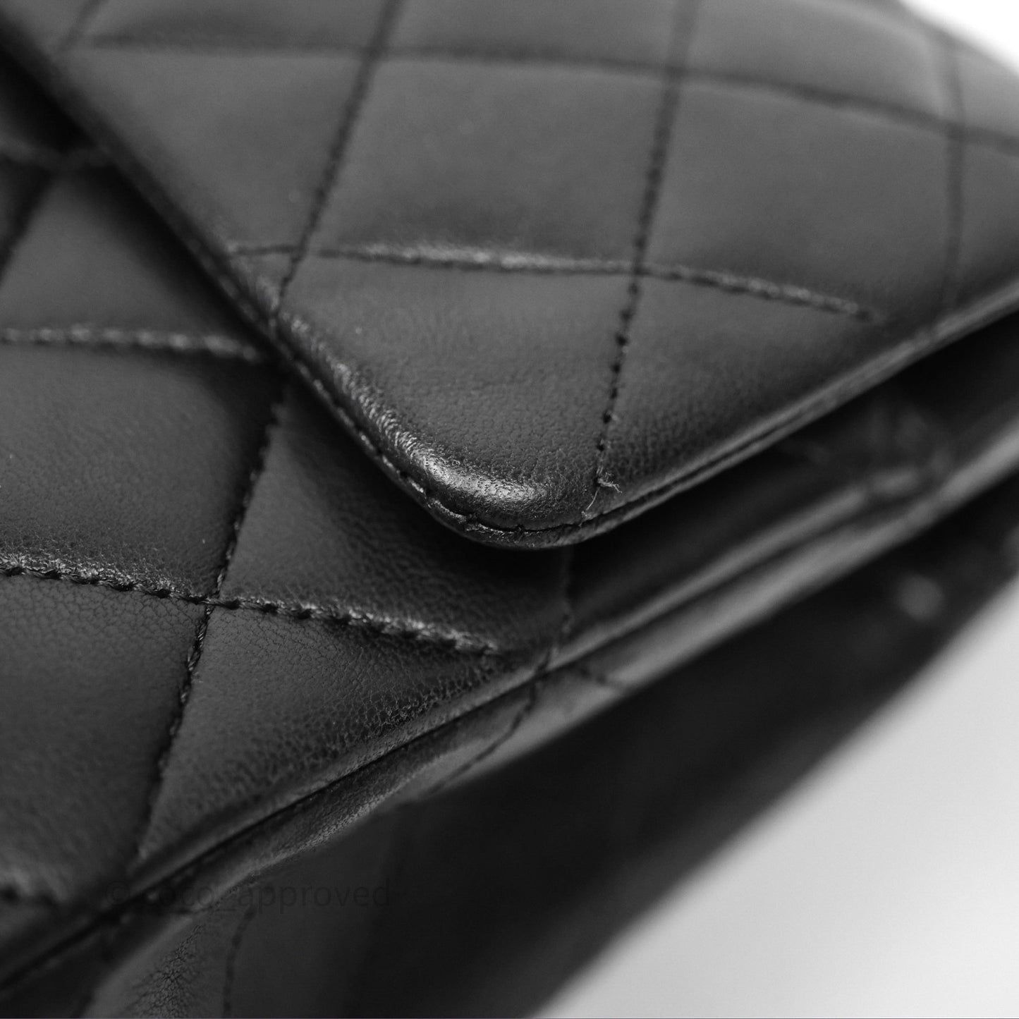 Chanel Classic M/L Medium Flap Quilted Black Lambskin Silver Hardware