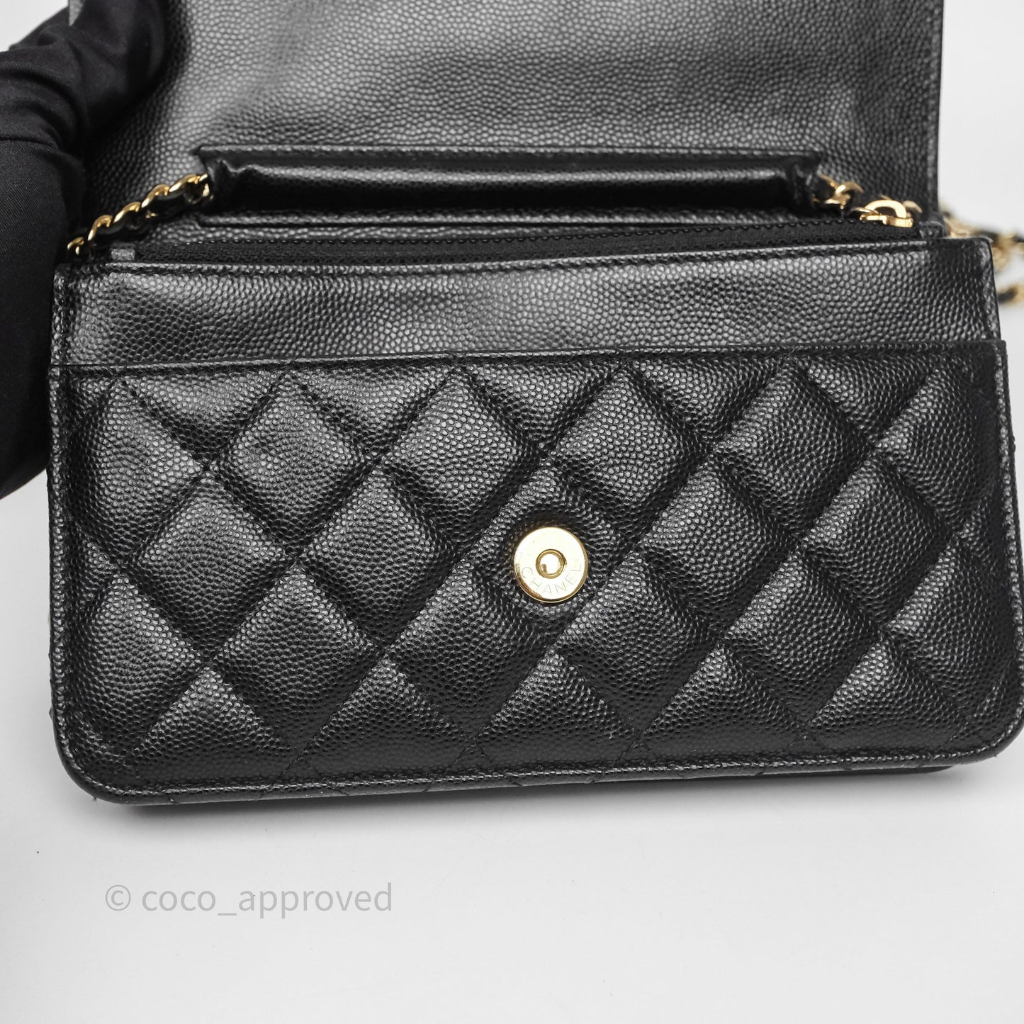Chanel Quilted WOC with Charms Black Caviar Gold Hardware