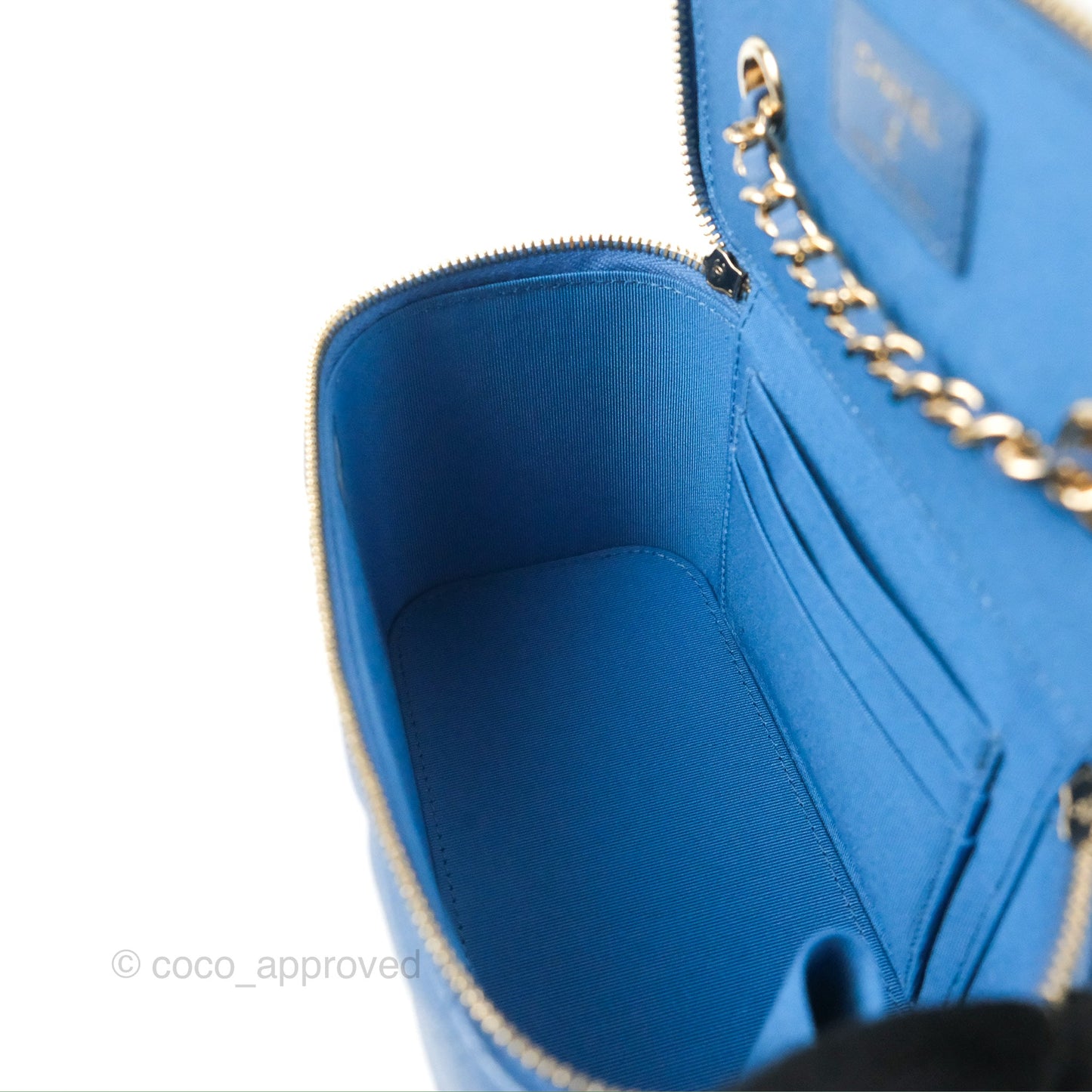 Chanel Classic Vanity with Chain Blue Caviar Gold Hardware