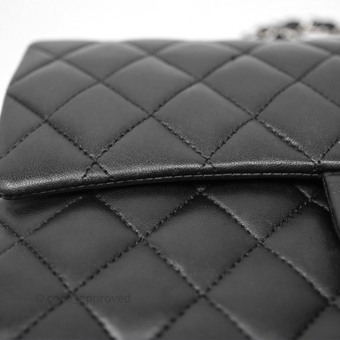 Chanel Classic M/L Medium Flap Quilted Black Lambskin Silver Hardware