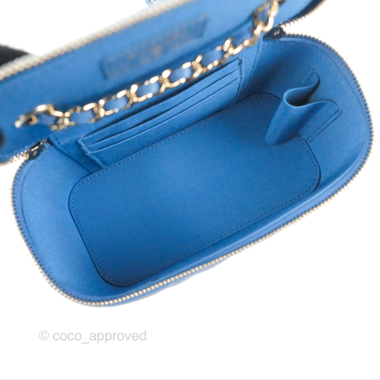 Chanel Classic Vanity with Chain Blue Caviar Gold Hardware