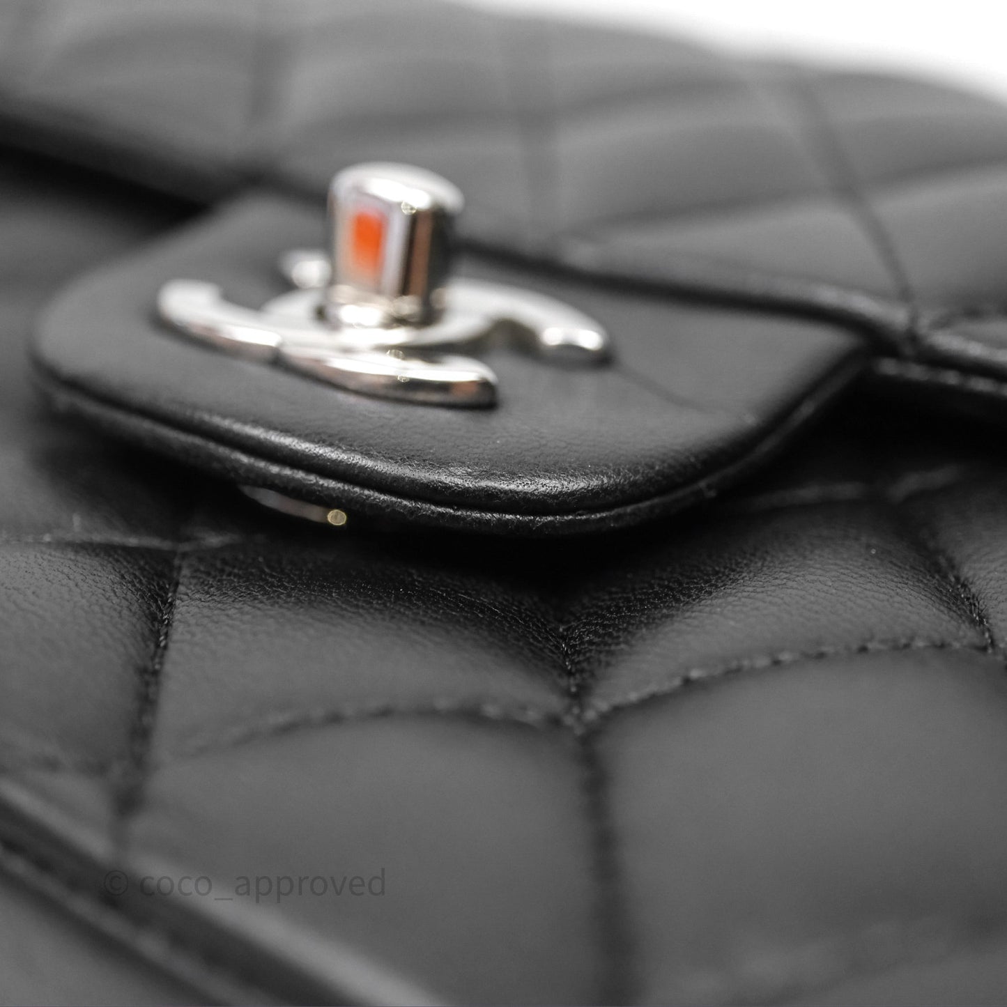 Chanel Classic M/L Medium Flap Quilted Black Lambskin Silver Hardware