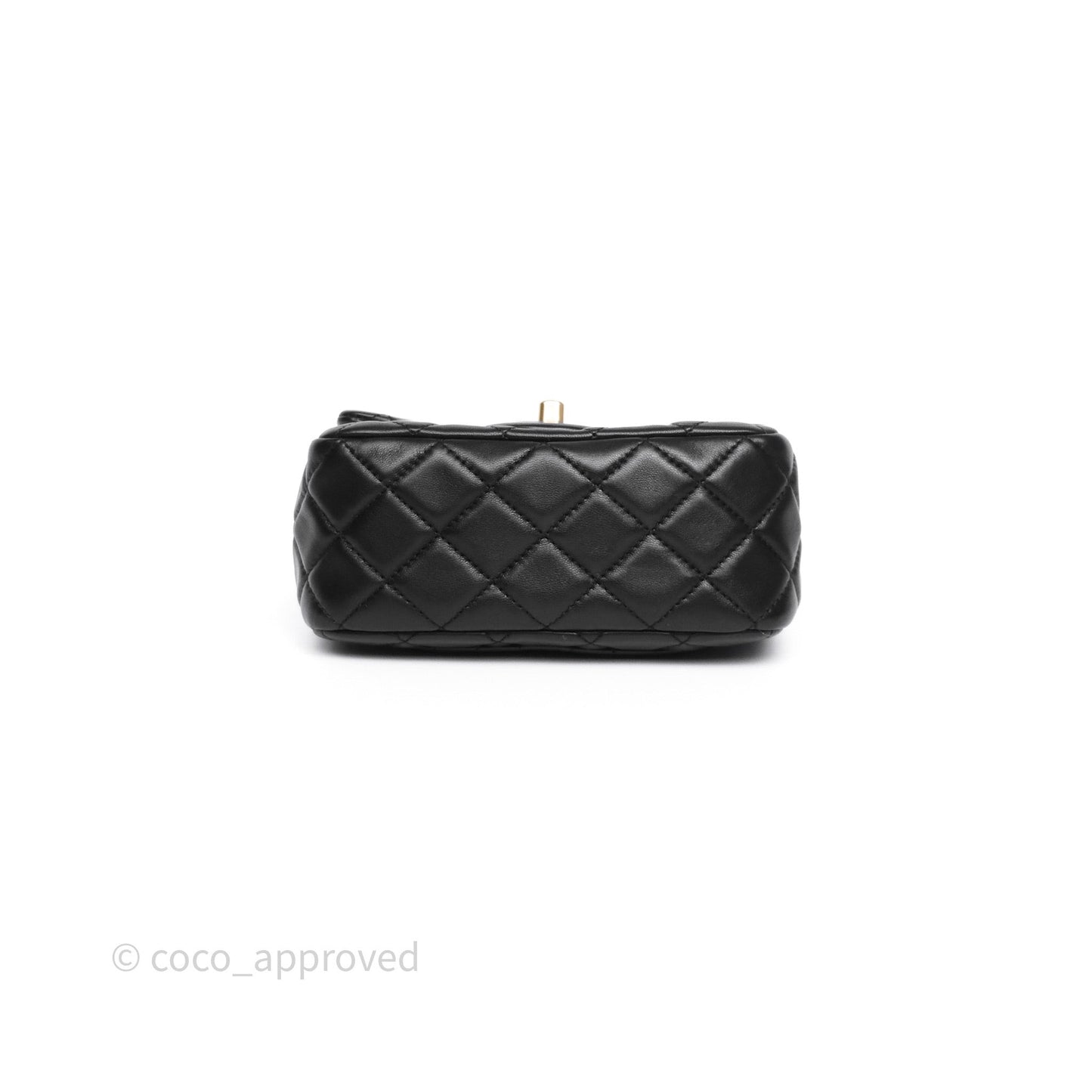 Chanel Pearl Crush Mini Square Quilted Black Lambskin Aged Gold Hardware