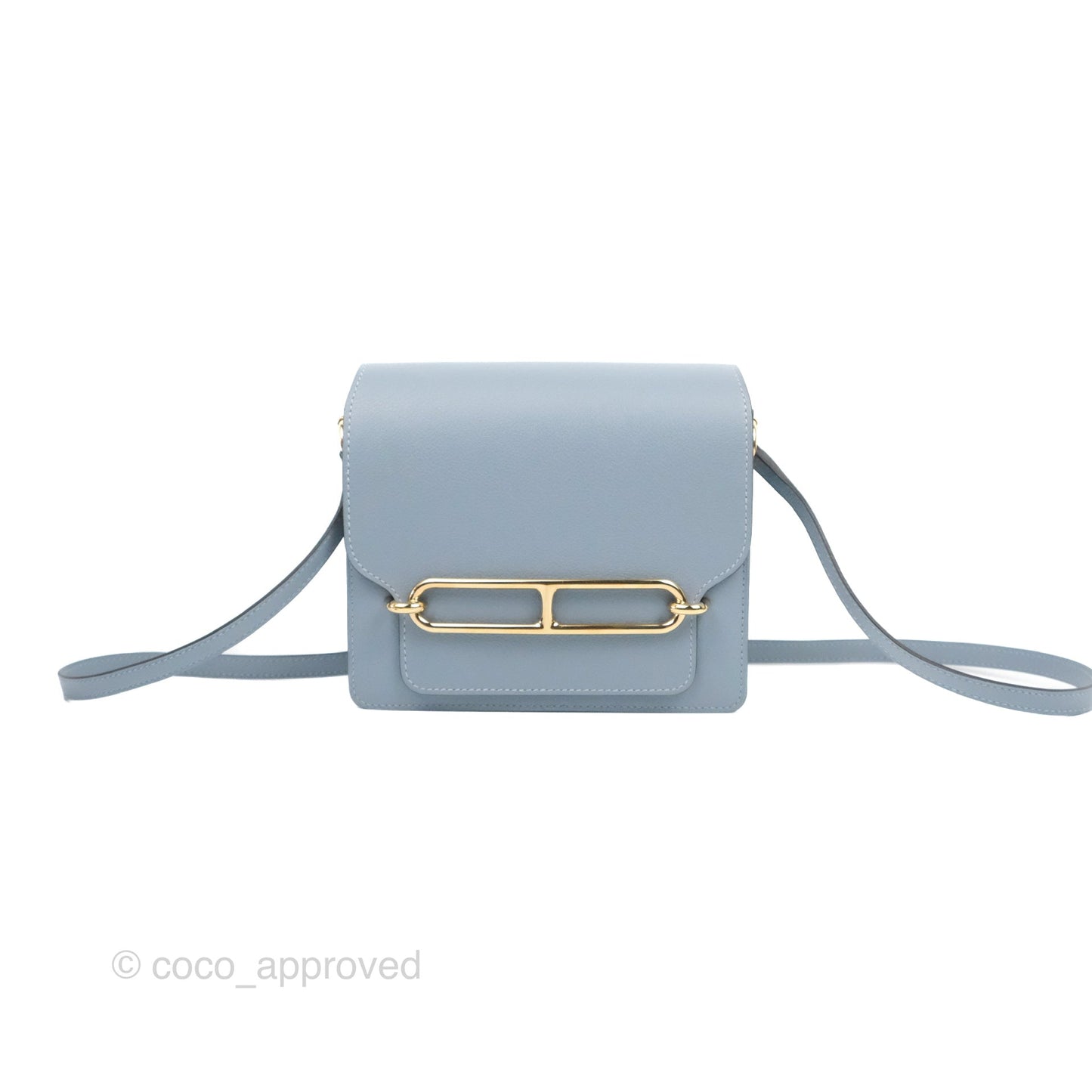 Hermès Roulis Mini 18 Bleu Lin Evercolour Gold Hardware