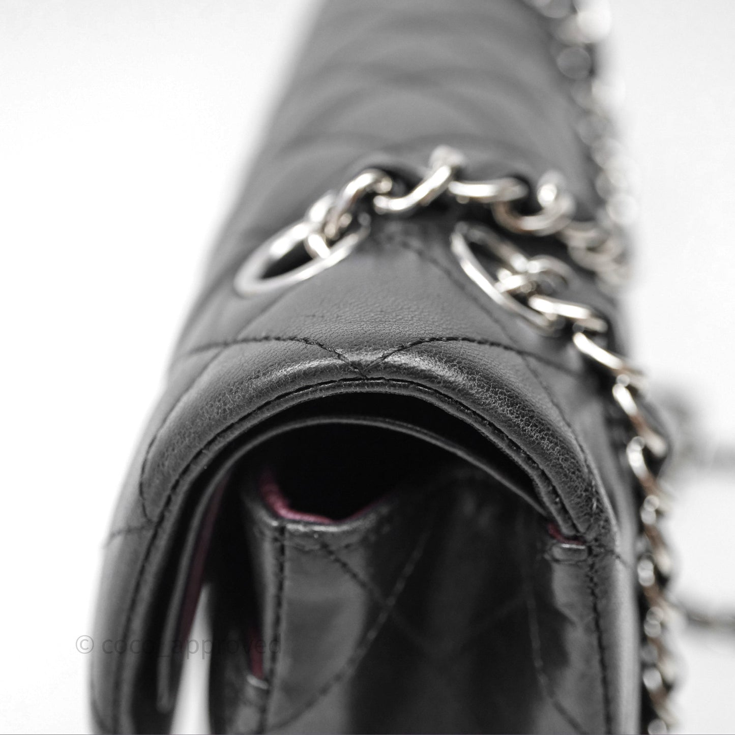 Chanel Classic M/L Medium Flap Quilted Black Lambskin Silver Hardware