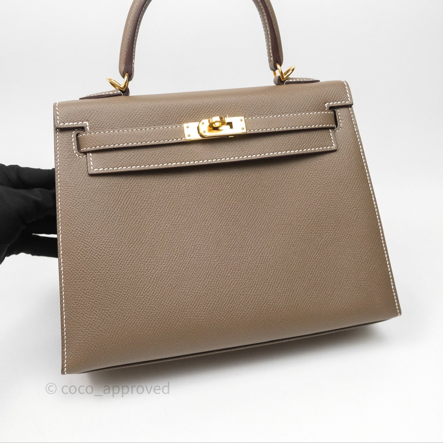 Hermès Kelly 25 Sellier Etoupe 18 Epsom Gold Hardware