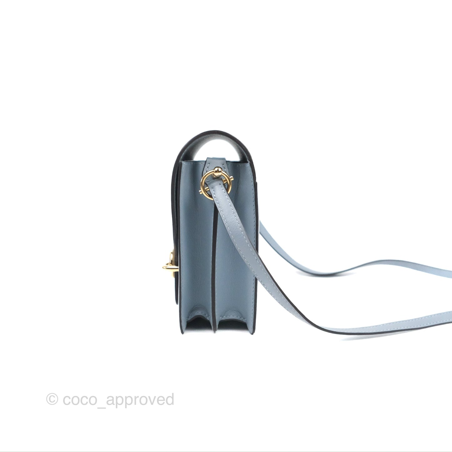 Hermès Roulis Mini 18 Bleu Lin Evercolour Gold Hardware