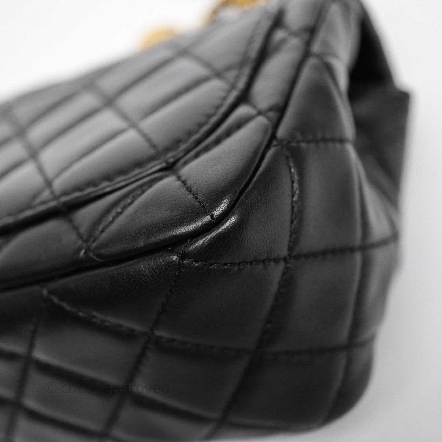 Chanel Pearl Crush Mini Square Quilted Black Lambskin Aged Gold Hardware