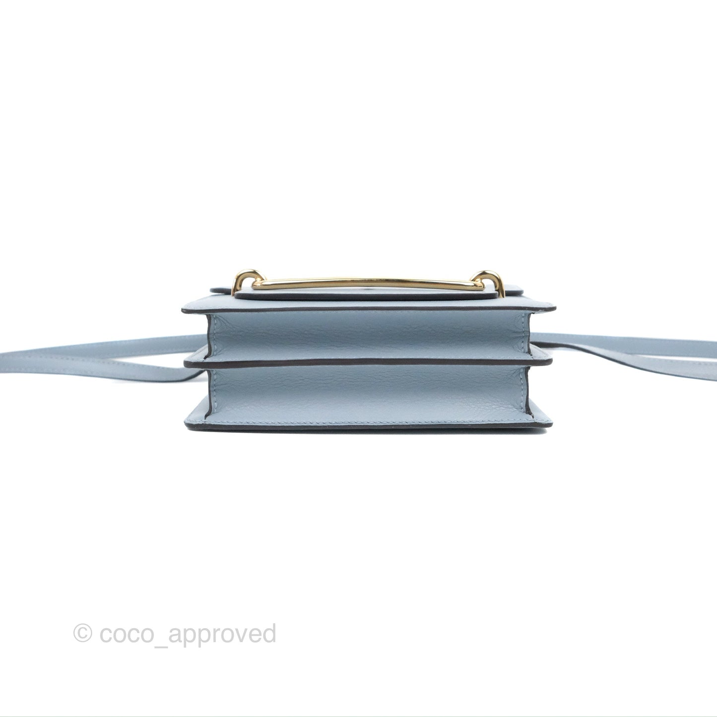 Hermès Roulis Mini 18 Bleu Lin Evercolour Gold Hardware