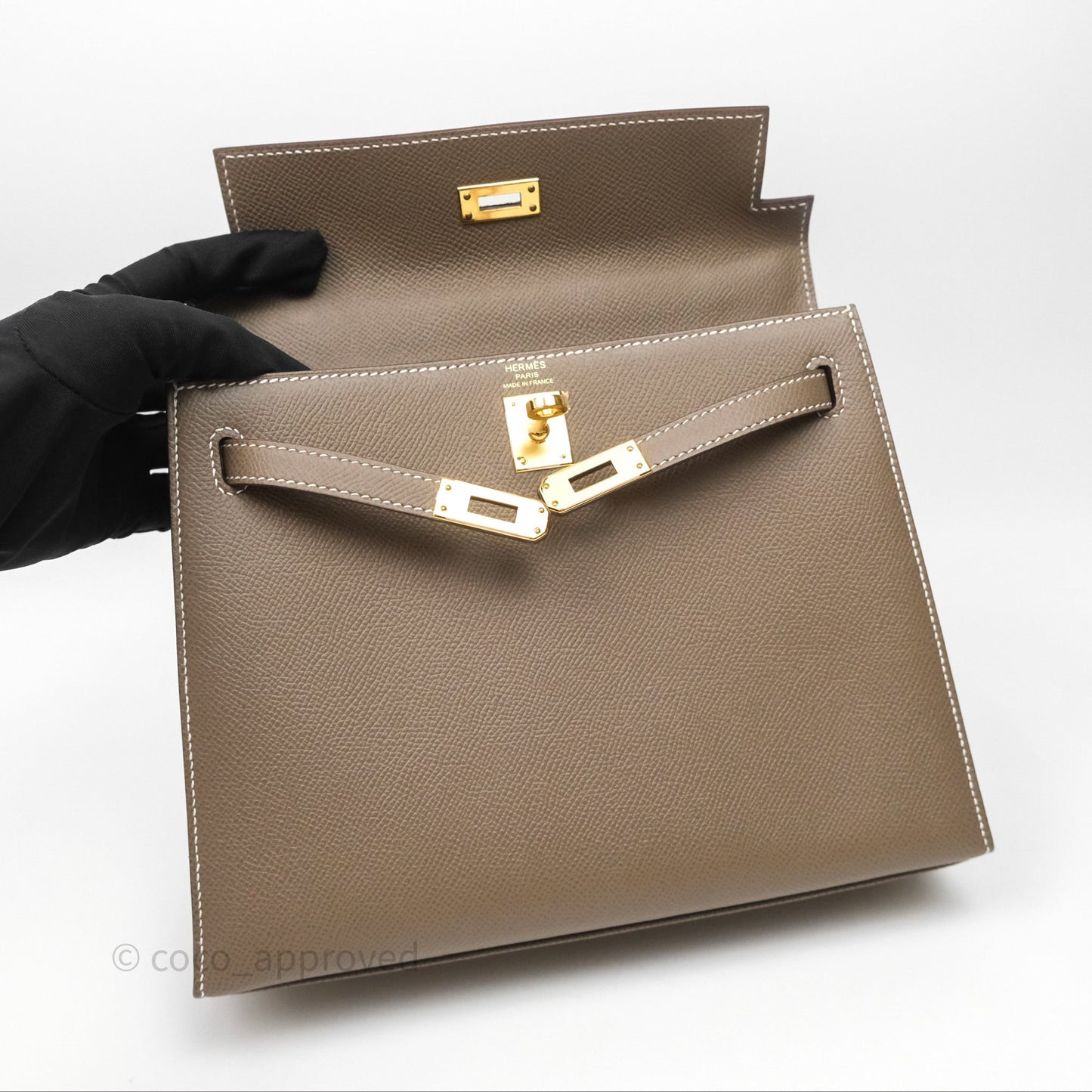 Hermès Kelly 25 Sellier Etoupe 18 Epsom Gold Hardware