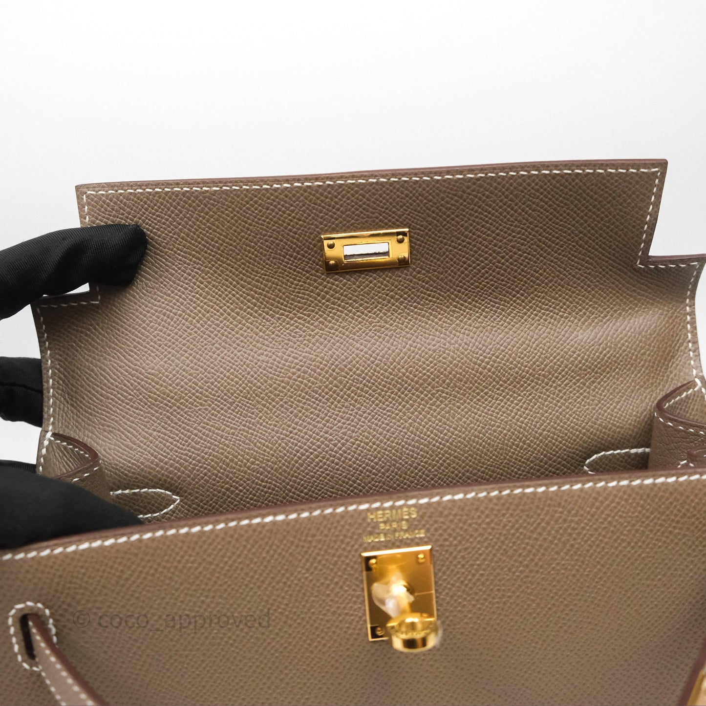 Hermès Kelly 25 Sellier Etoupe 18 Epsom Gold Hardware