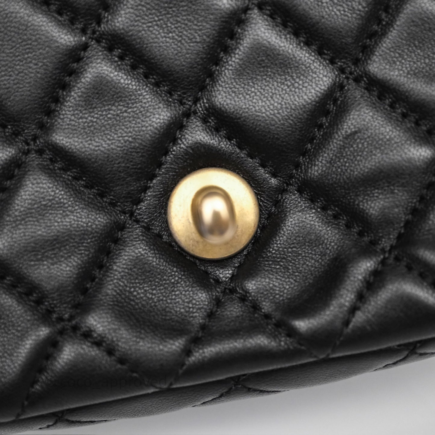Chanel Pearl Crush Mini Square Quilted Black Lambskin Aged Gold Hardware