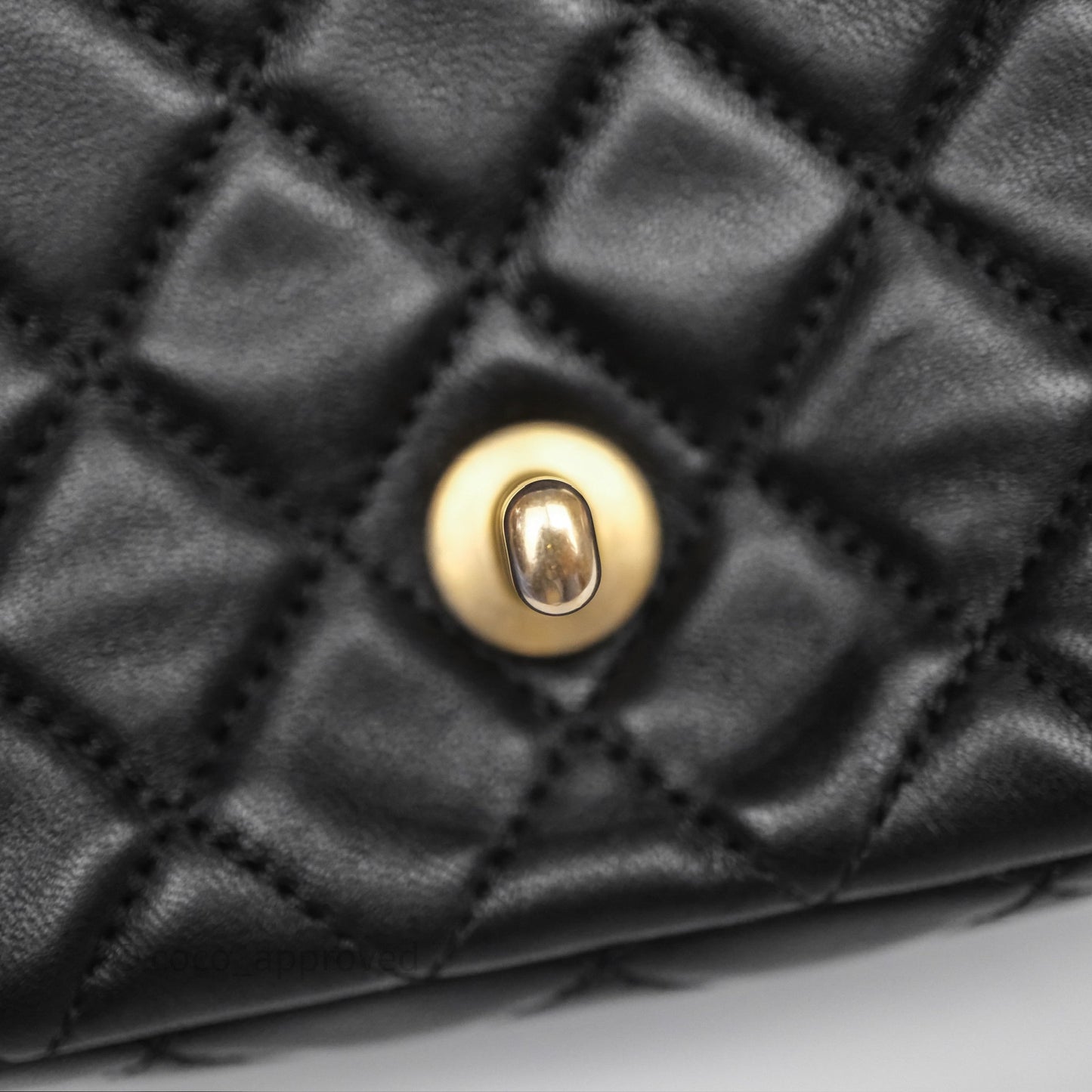 Chanel Pearl Crush Mini Square Quilted Black Lambskin Aged Gold Hardware
