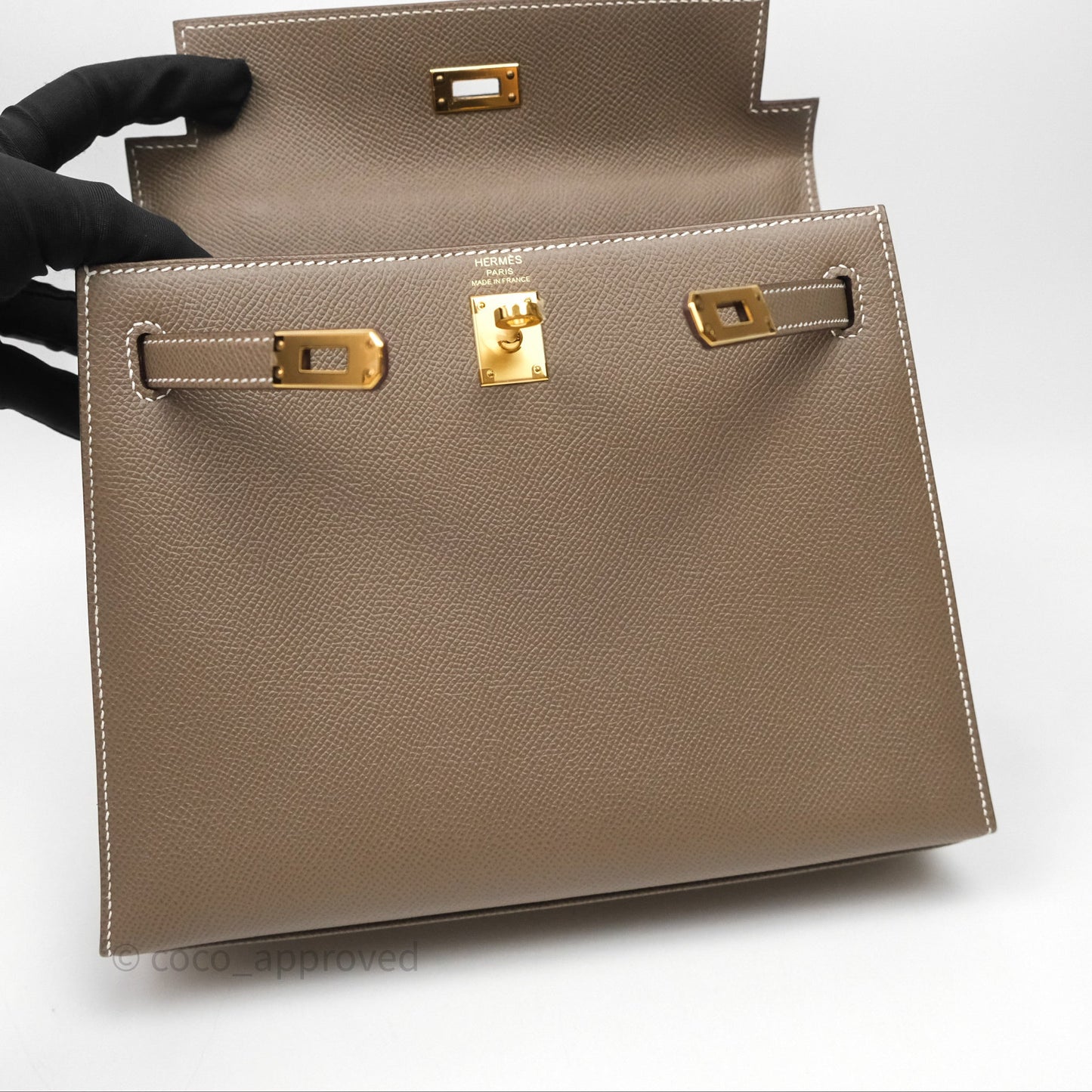 Hermès Kelly 25 Sellier Etoupe 18 Epsom Gold Hardware