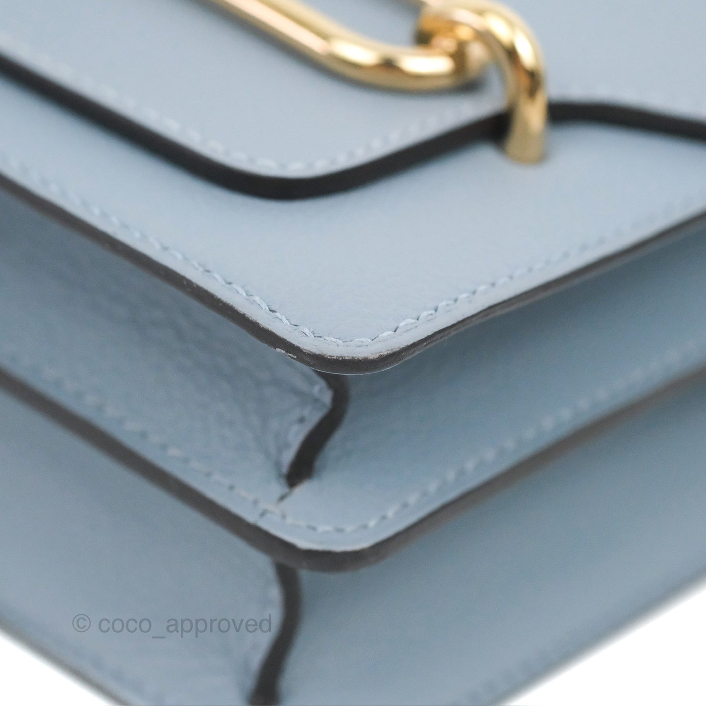 Hermès Roulis Mini 18 Bleu Lin Evercolour Gold Hardware