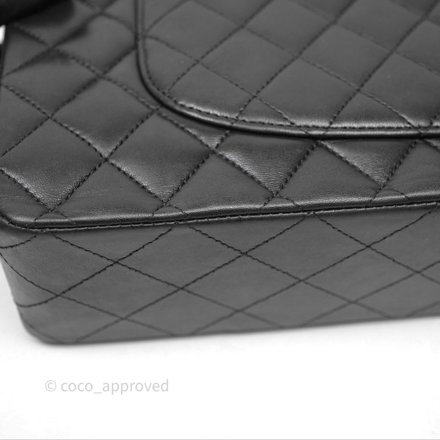 Chanel Classic M/L Medium Flap Quilted Black Lambskin Silver Hardware