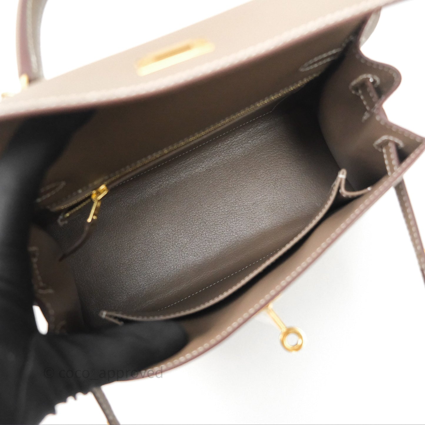 Hermès Kelly 25 Sellier Etoupe 18 Epsom Gold Hardware