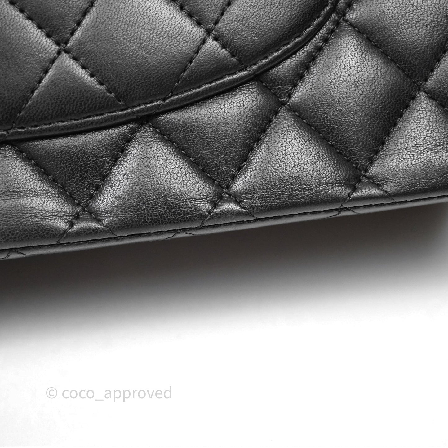 Chanel Classic M/L Medium Flap Quilted Black Lambskin Silver Hardware