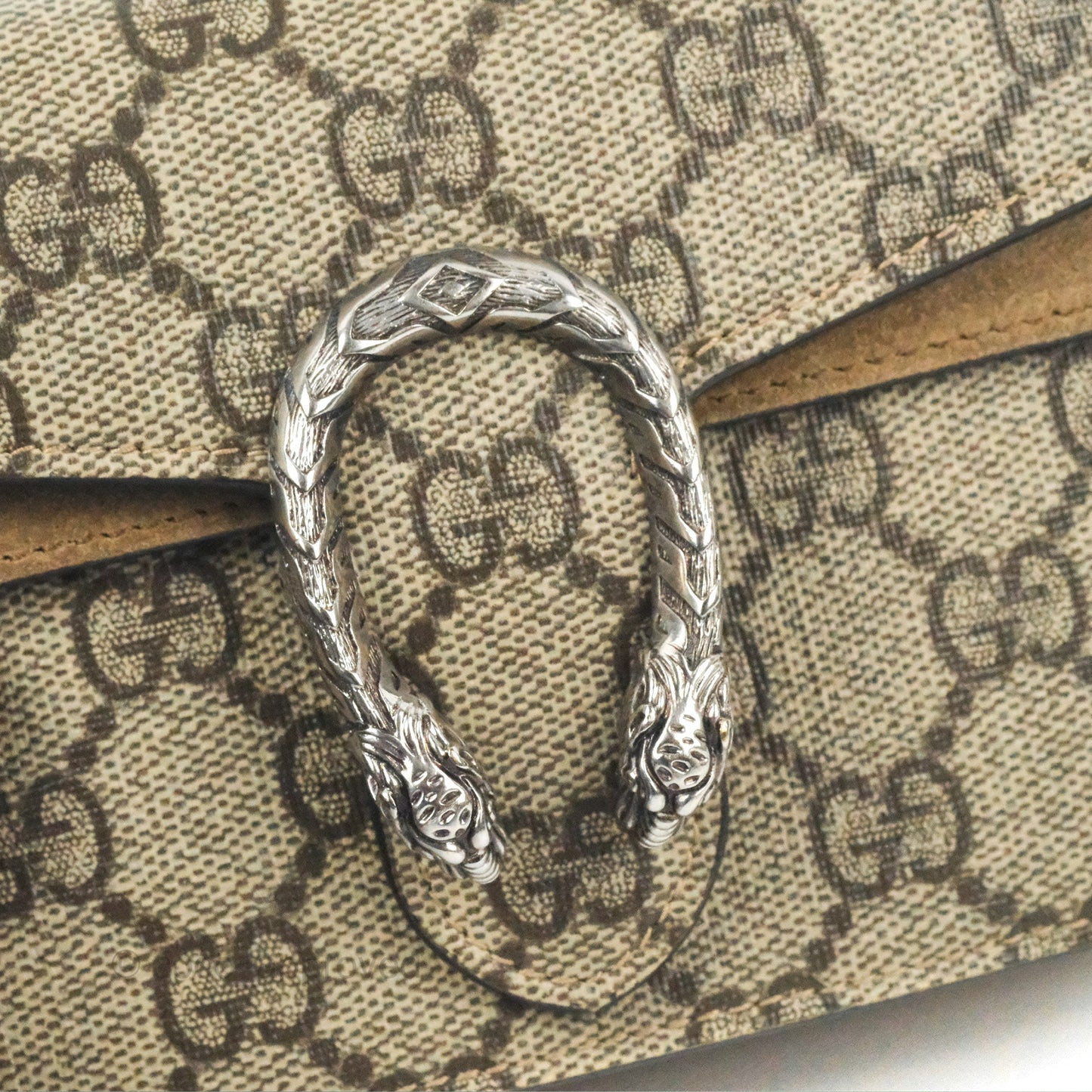 Gucci Dionysus GG Supreme Super Mini Crossbody Bag Ruthenium Hardware