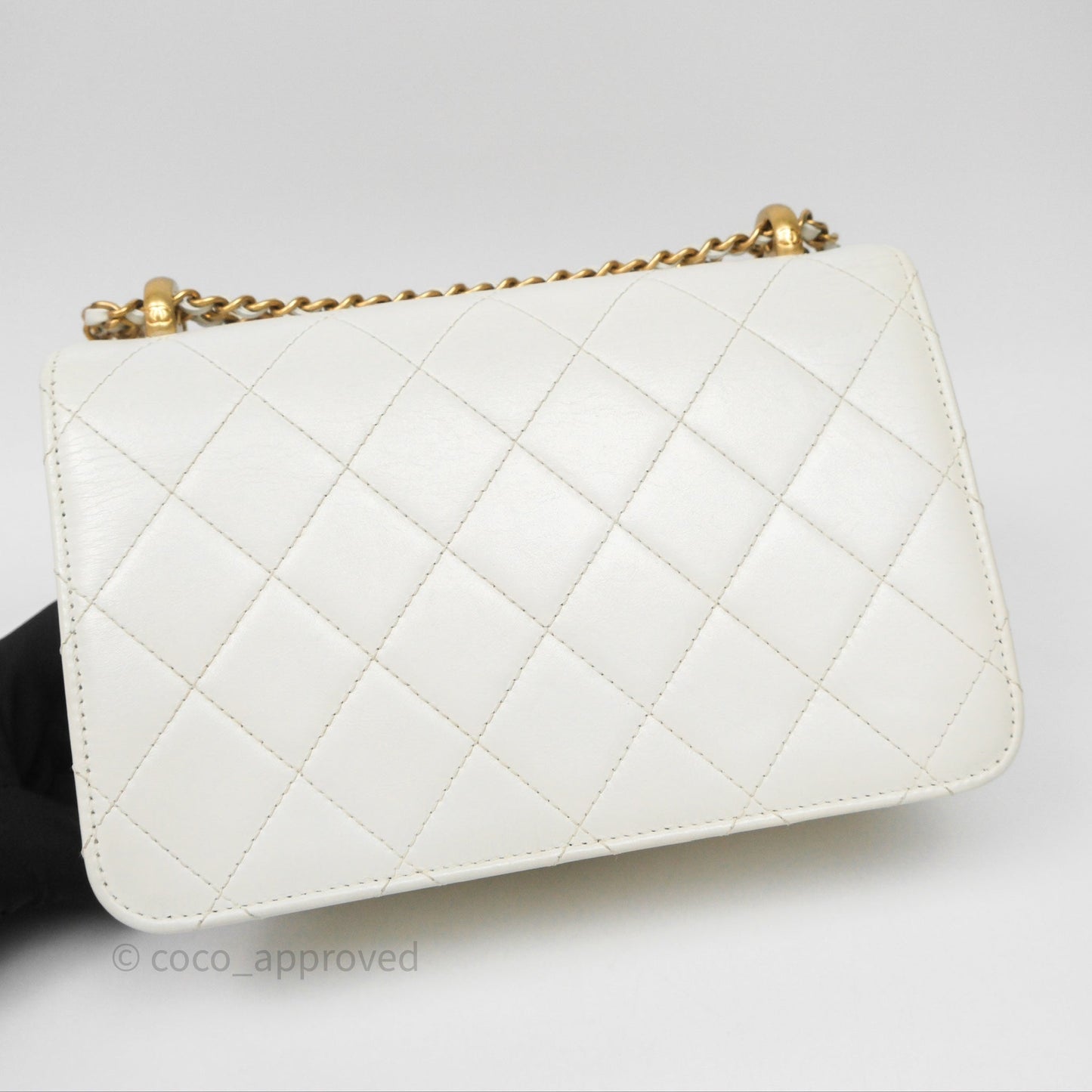 Chanel Quilted Perfect Fit Adjustable White Calfskin Gold Hardware