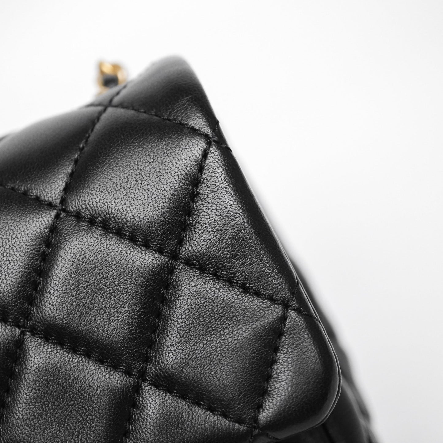 Chanel Pearl Crush Mini Square Quilted Black Lambskin Aged Gold Hardware