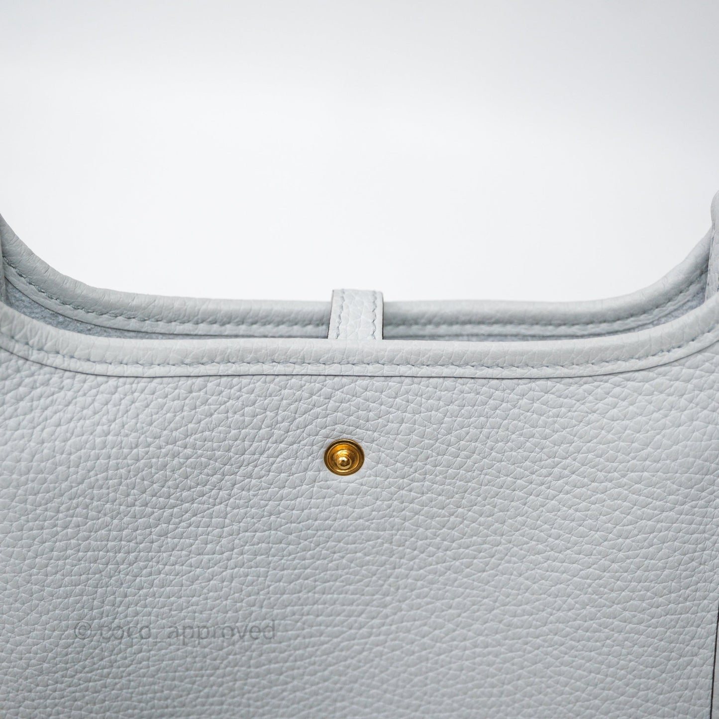 Hermès Mini Evelyne 16 Bleu Pale 08 Clemence Gold Hardware