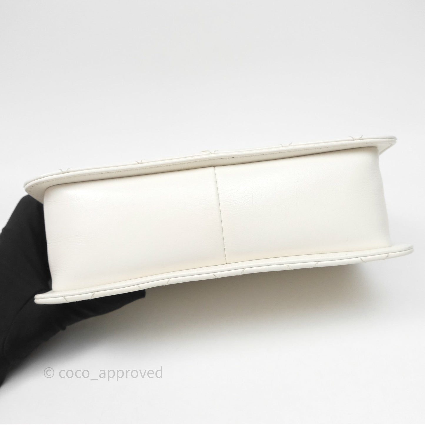 Chanel Quilted Perfect Fit Adjustable White Calfskin Gold Hardware