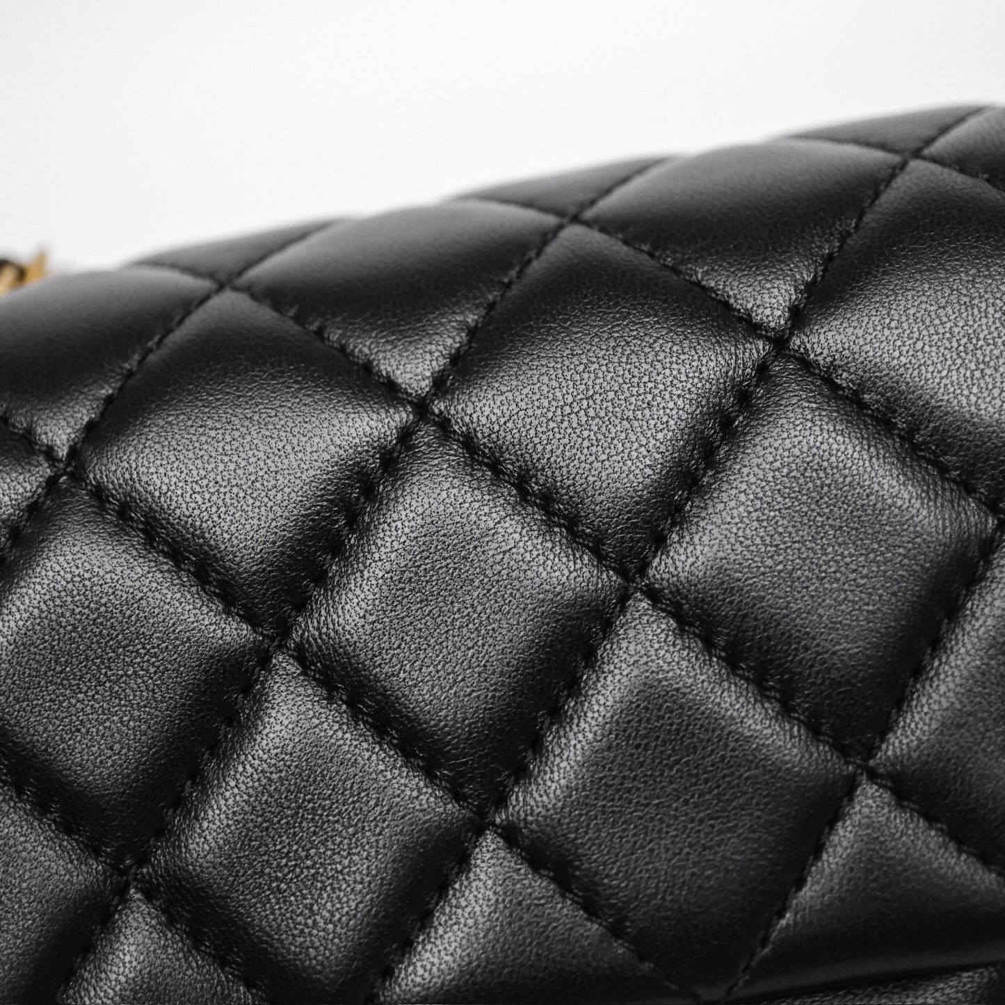 Chanel Pearl Crush Mini Square Quilted Black Lambskin Aged Gold Hardware