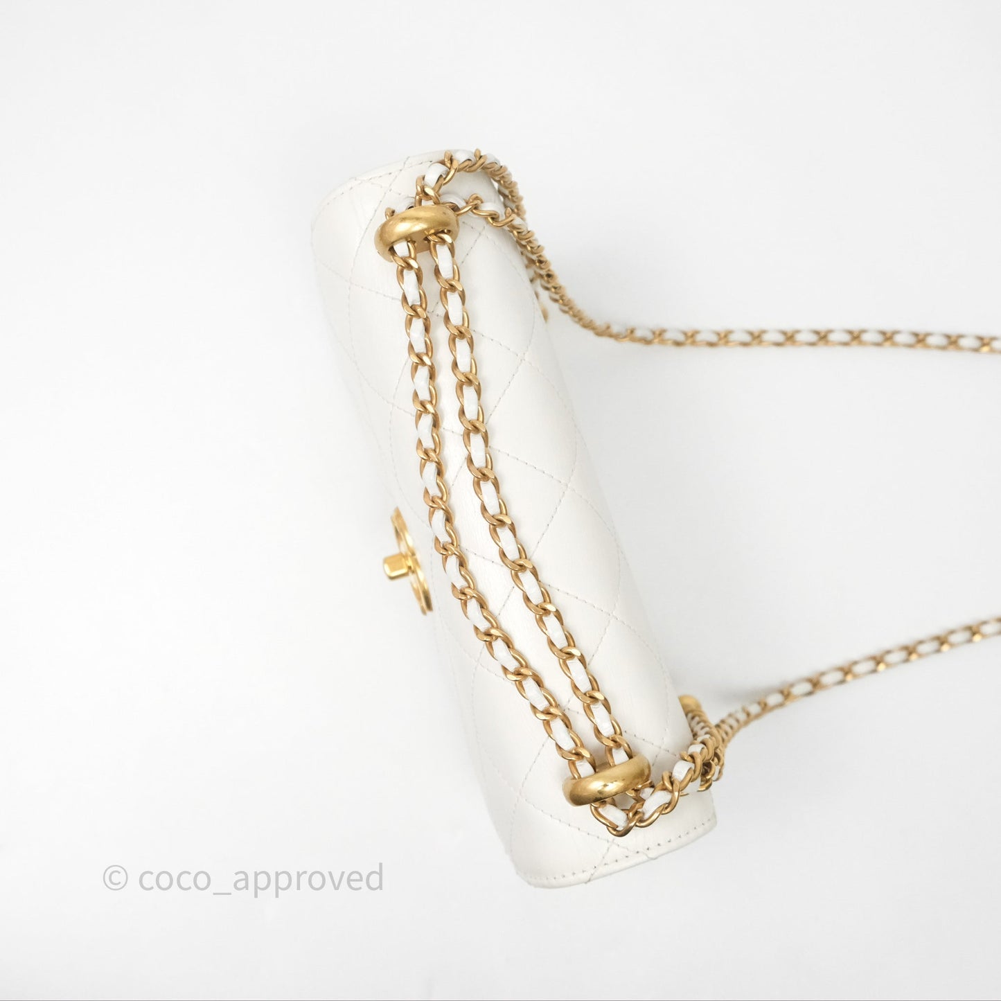 Chanel Quilted Perfect Fit Adjustable White Calfskin Gold Hardware