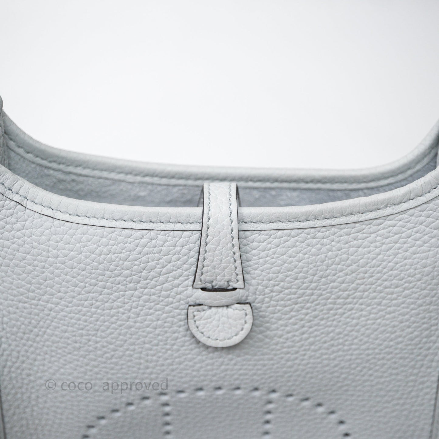 Hermès Mini Evelyne 16 Bleu Pale 08 Clemence Gold Hardware