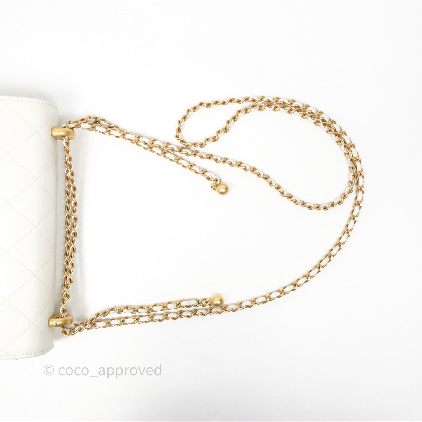 Chanel Quilted Perfect Fit Adjustable White Calfskin Gold Hardware