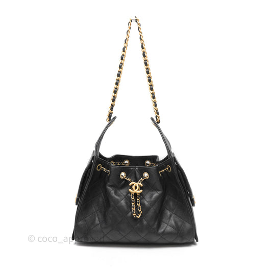 Chanel 25 Small Black Caviar Aged Gold Hardware