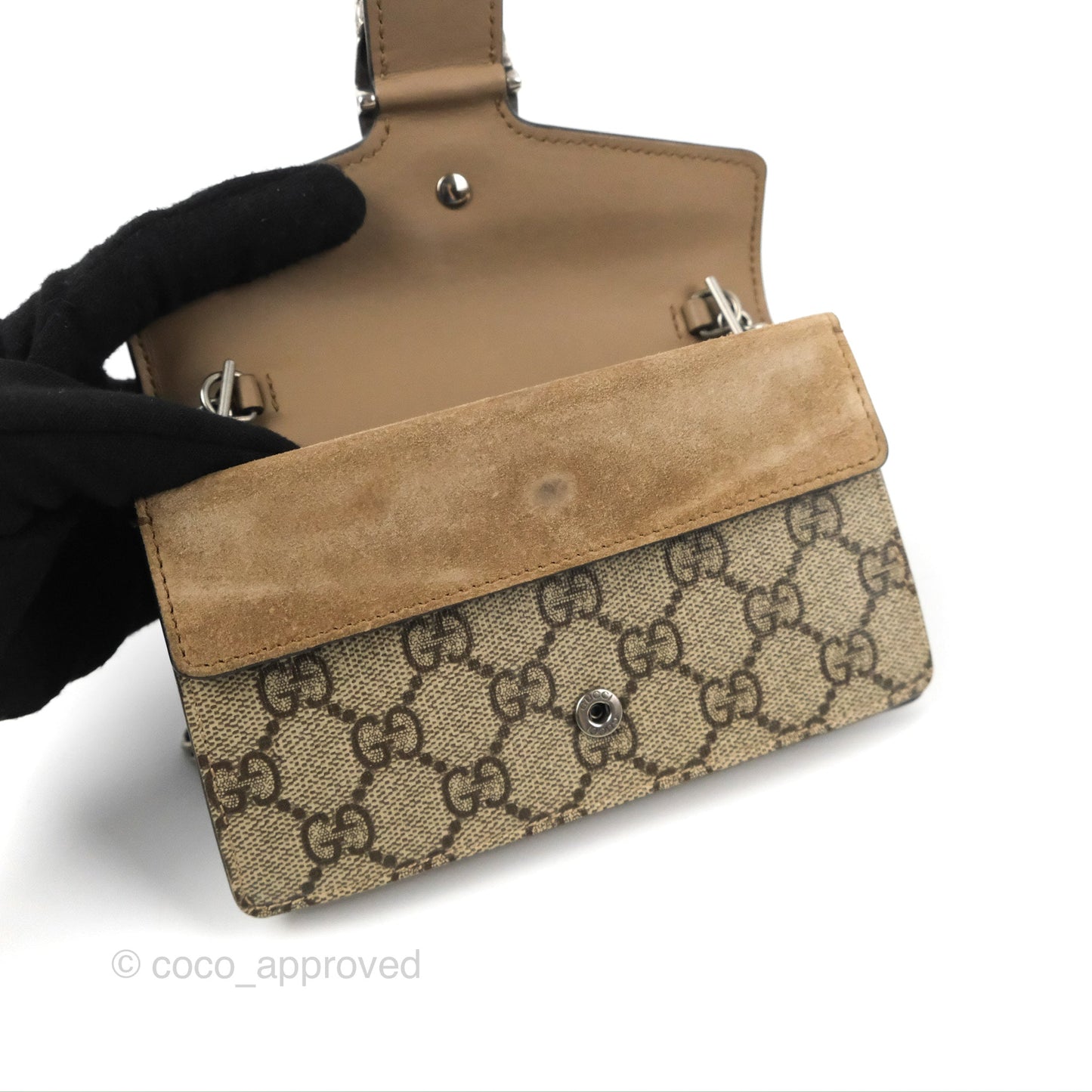 Gucci Dionysus GG Supreme Super Mini Crossbody Bag Ruthenium Hardware