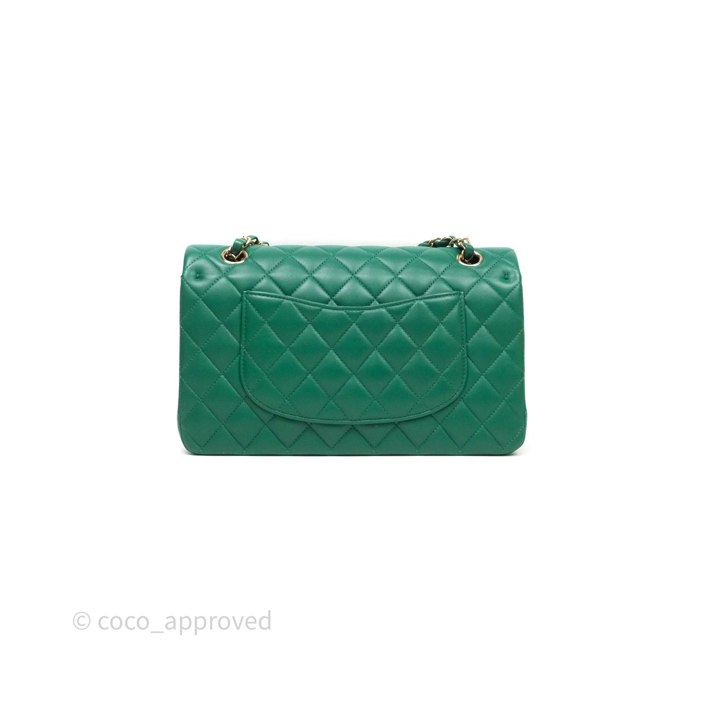 Chanel Classic M/L Medium Flap Quilted Green Lambskin Gold Hardware