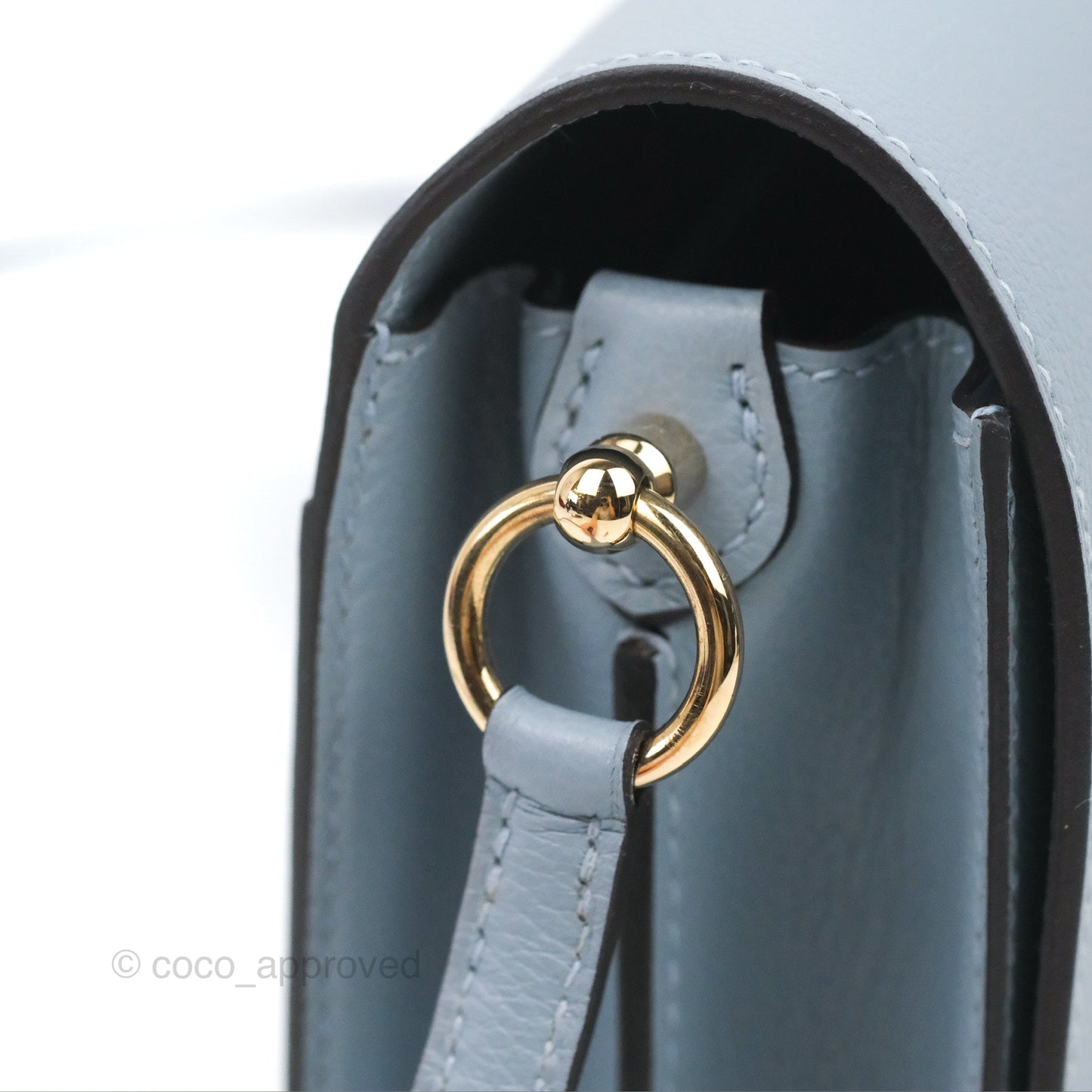 Hermès Roulis Mini 18 Bleu Lin Evercolour Gold Hardware