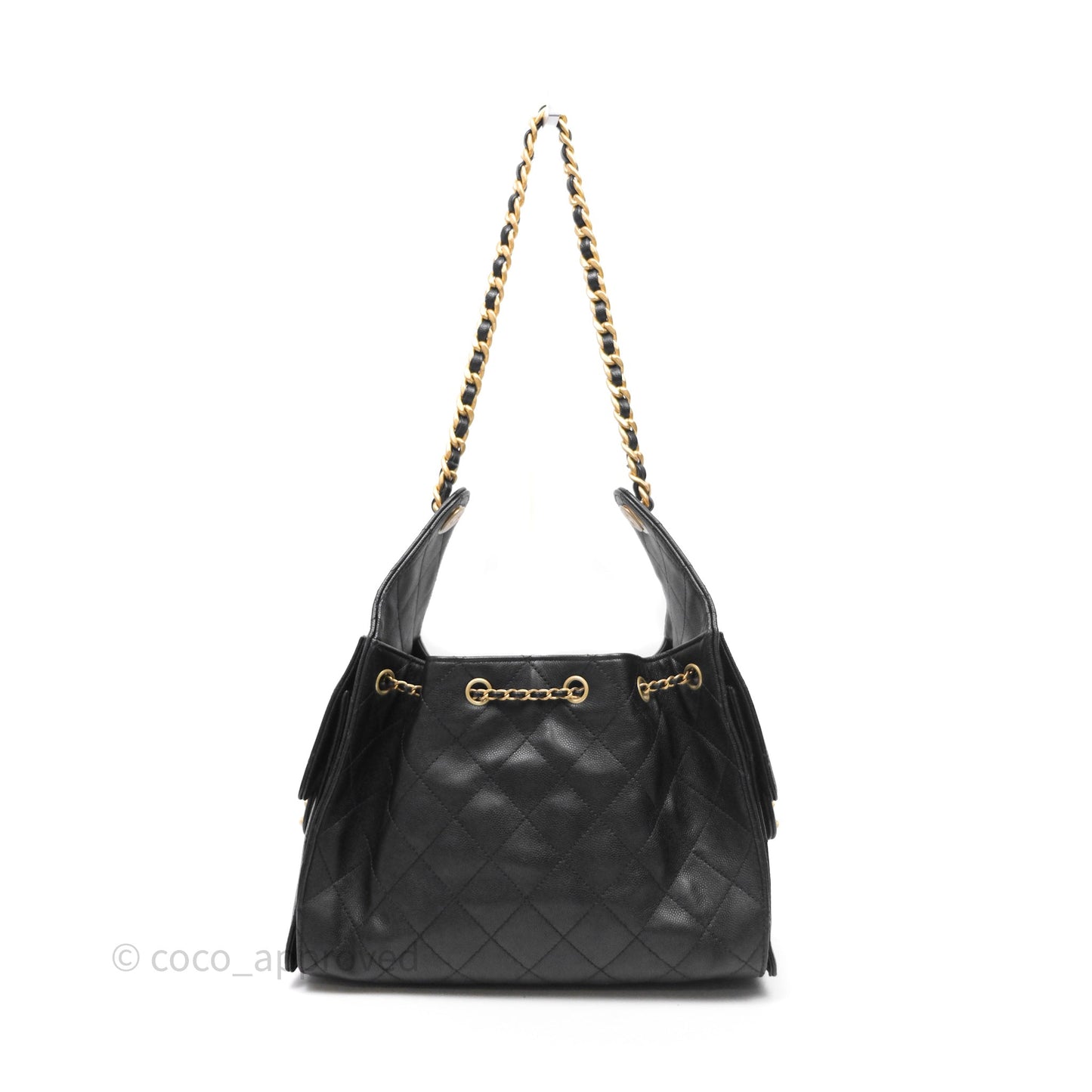 Chanel 25 Small Black Caviar Aged Gold Hardware