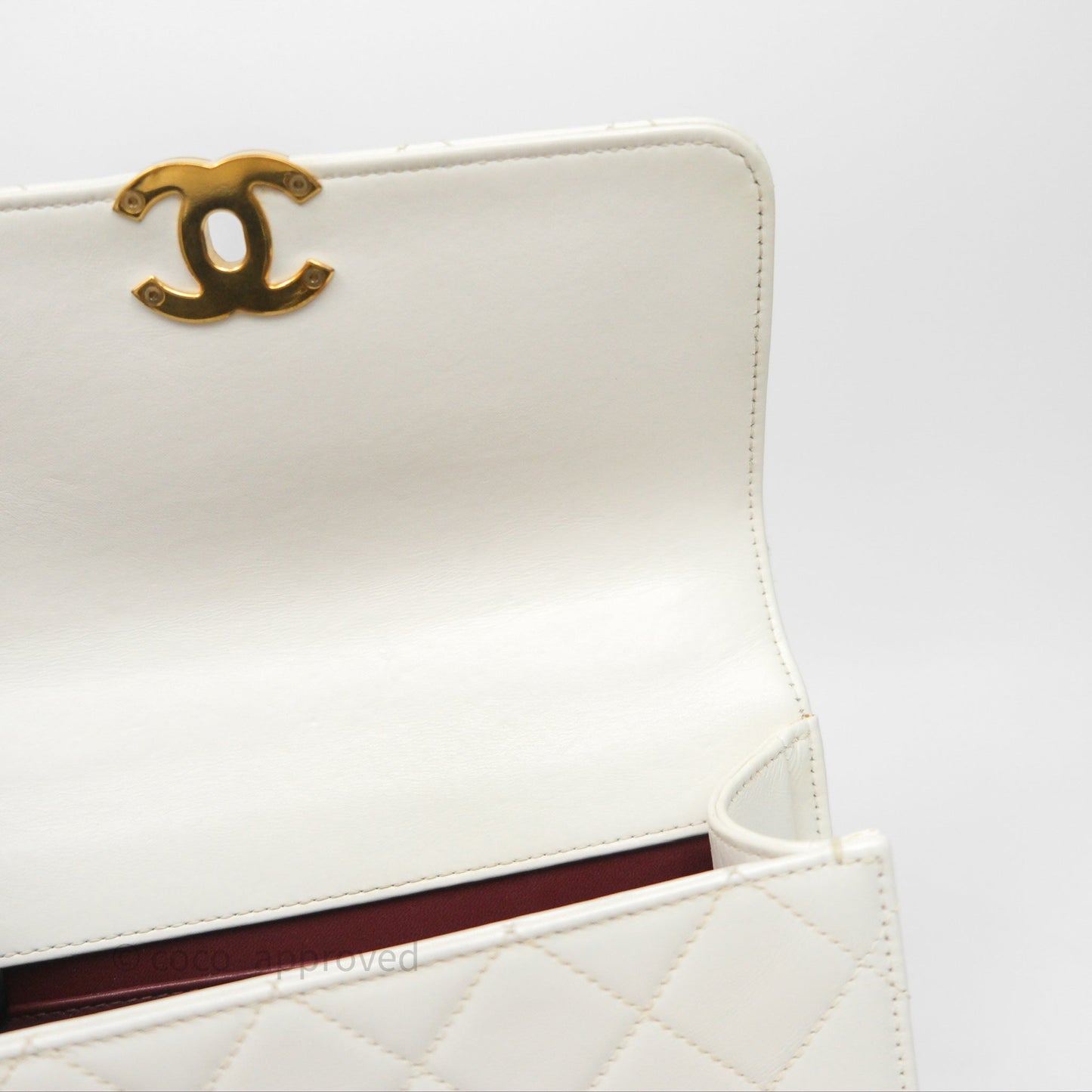 Chanel Quilted Perfect Fit Adjustable White Calfskin Gold Hardware