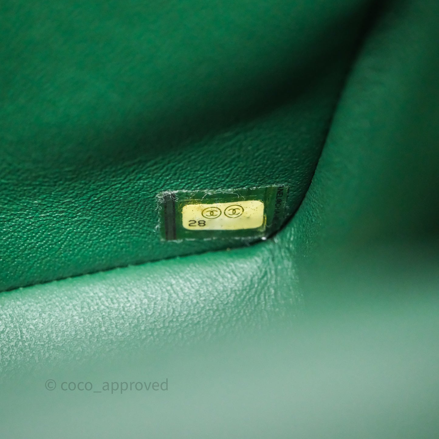 Chanel Quilted Mini Rectangular Green Lambskin Silver Hardware