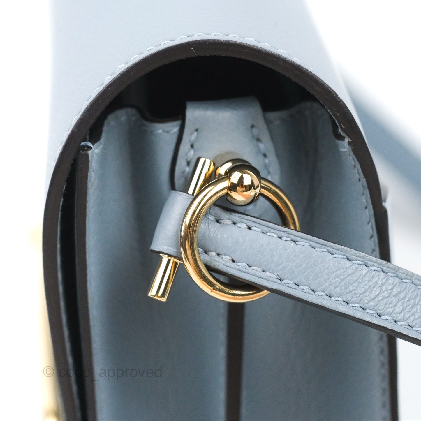 Hermès Roulis Mini 18 Bleu Lin Evercolour Gold Hardware