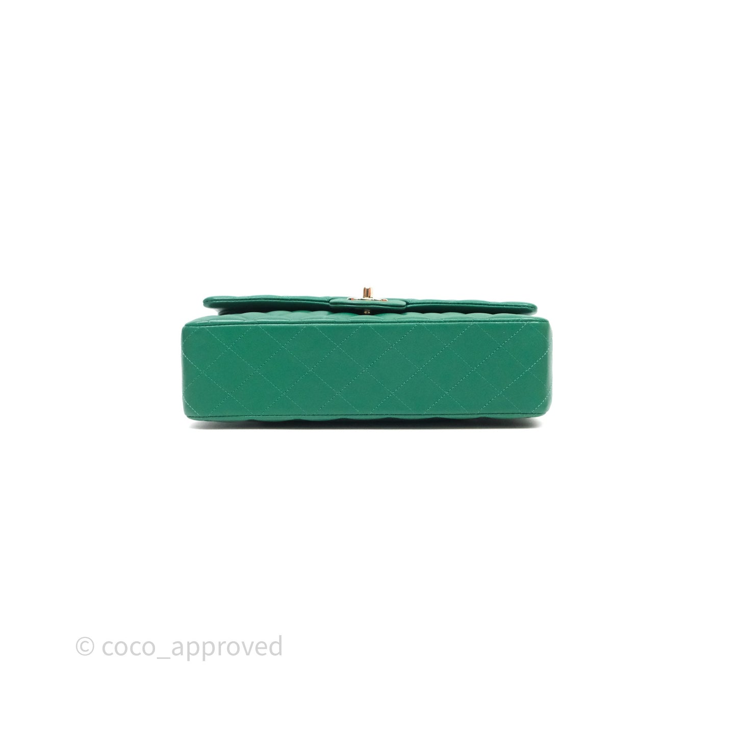 Chanel Classic M/L Medium Flap Quilted Green Lambskin Gold Hardware