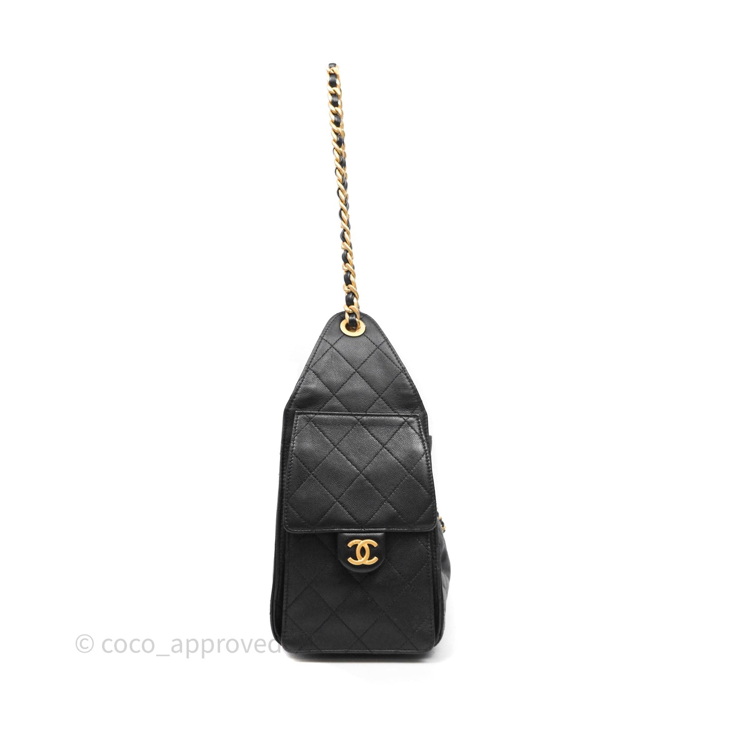 Chanel 25 Small Black Caviar Aged Gold Hardware