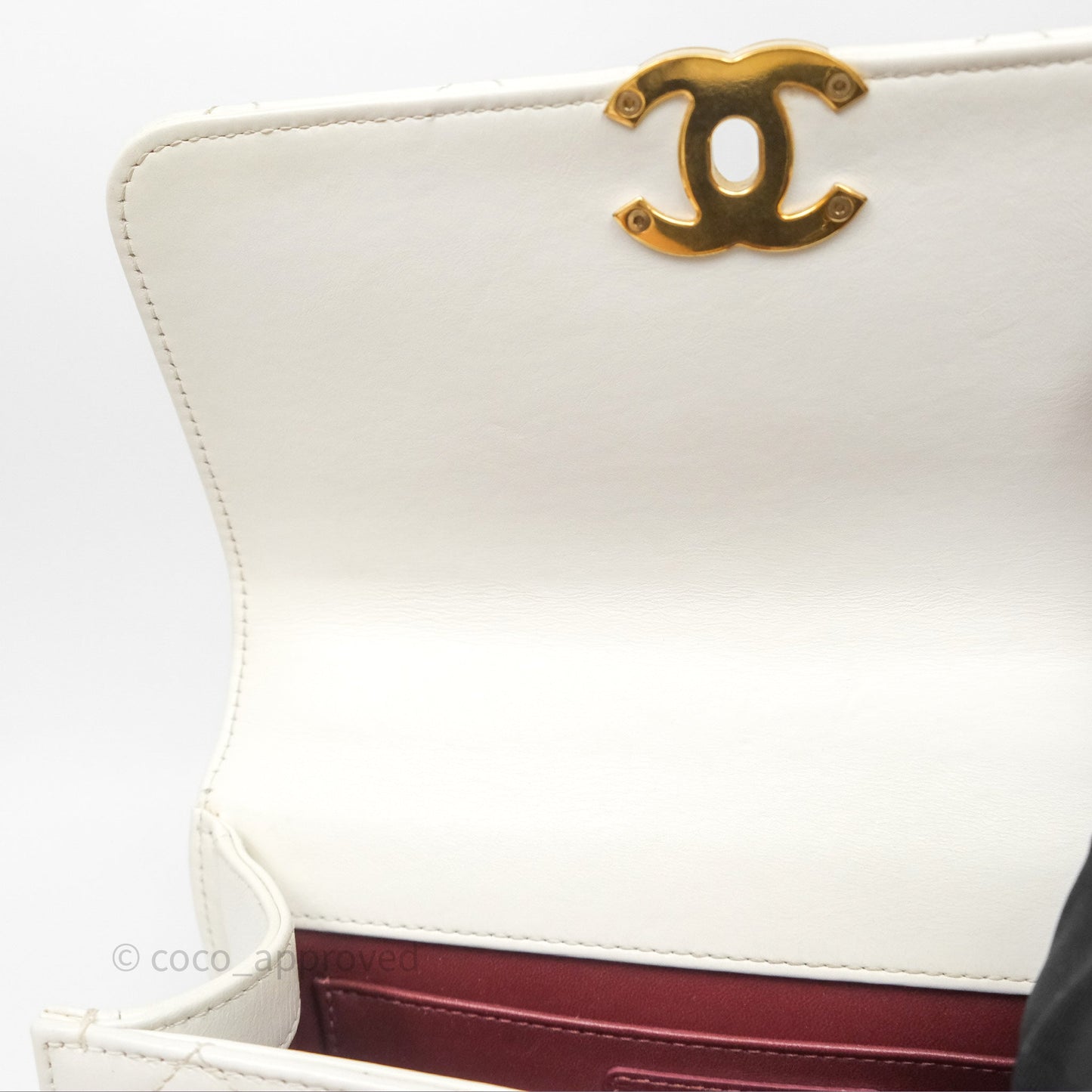 Chanel Quilted Perfect Fit Adjustable White Calfskin Gold Hardware