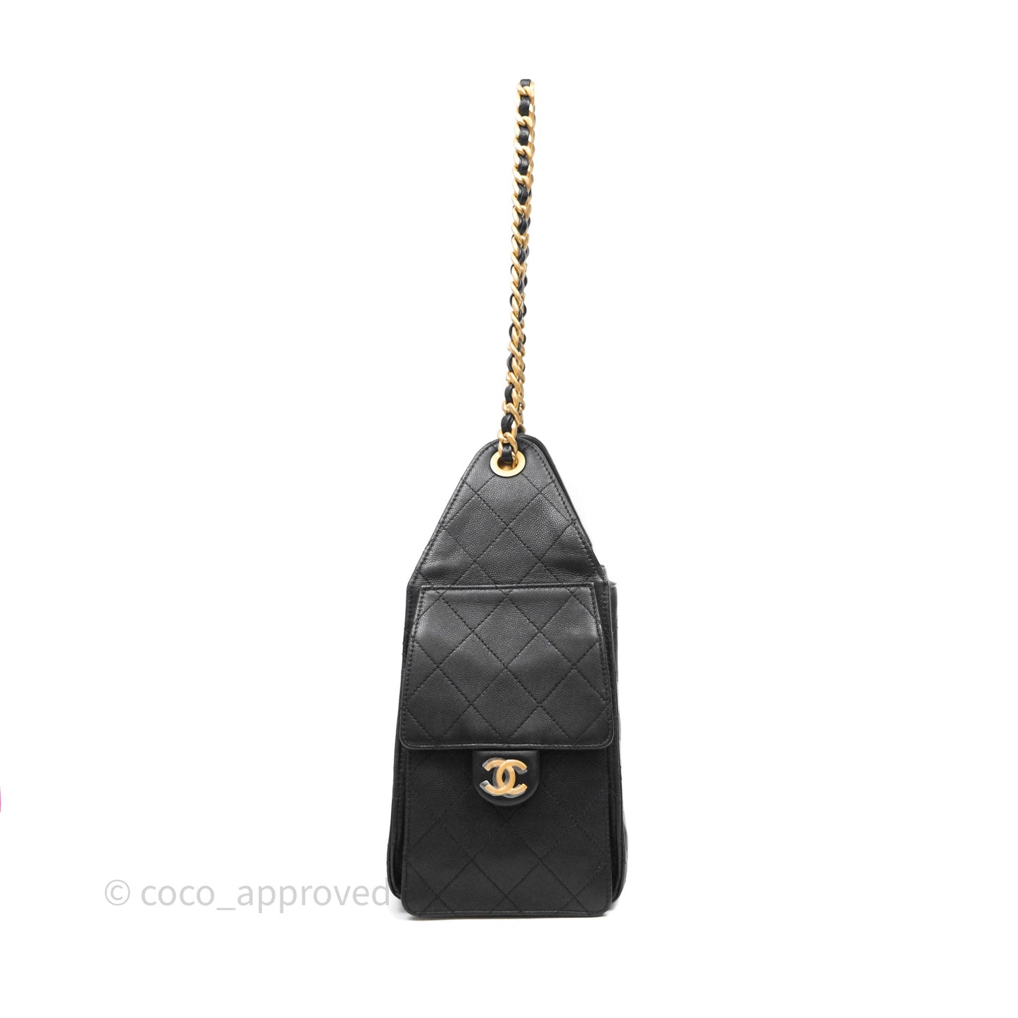 Chanel 25 Small Black Caviar Aged Gold Hardware