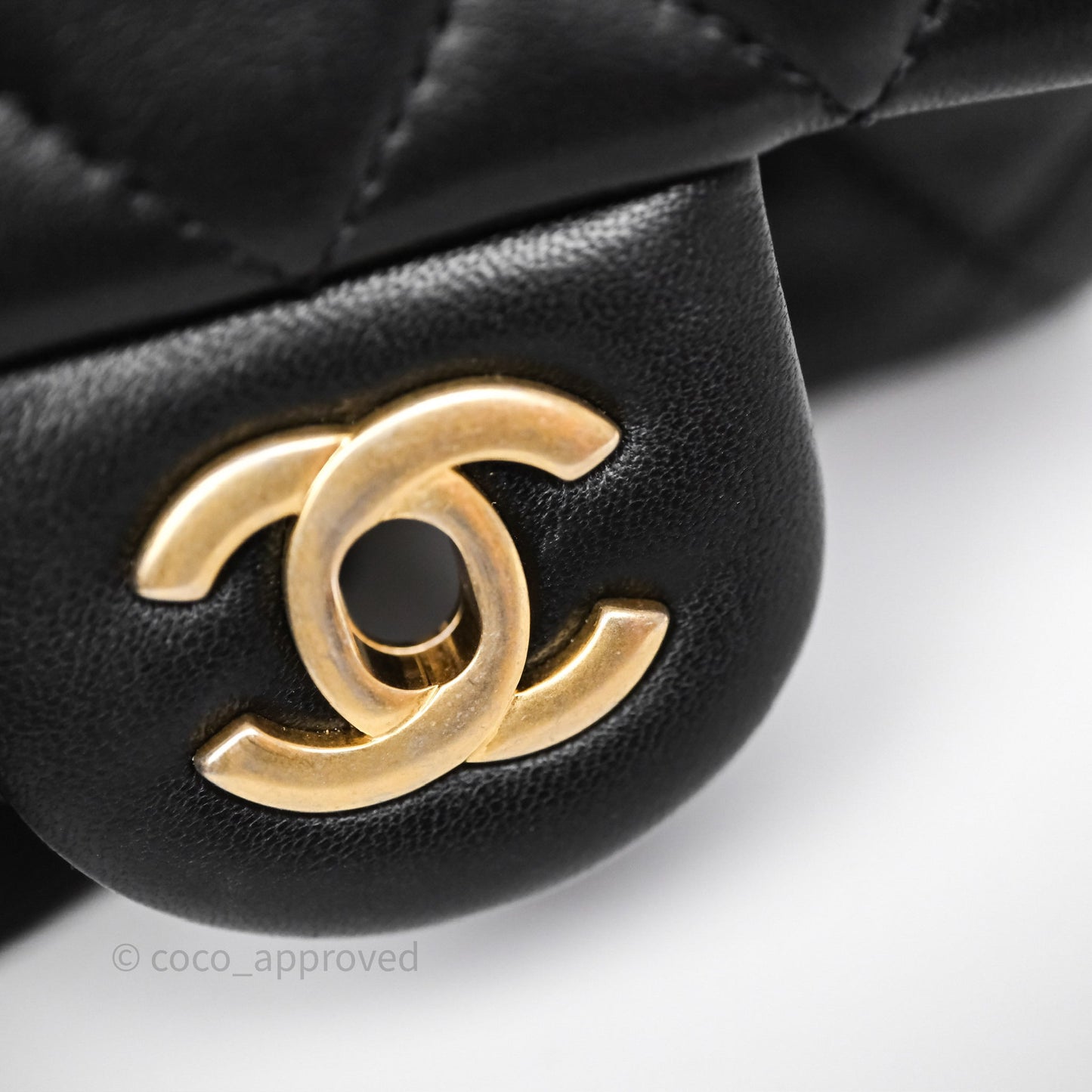 Chanel Pearl Crush Mini Square Quilted Black Lambskin Aged Gold Hardware