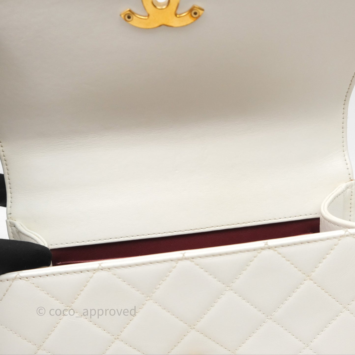 Chanel Quilted Perfect Fit Adjustable White Calfskin Gold Hardware