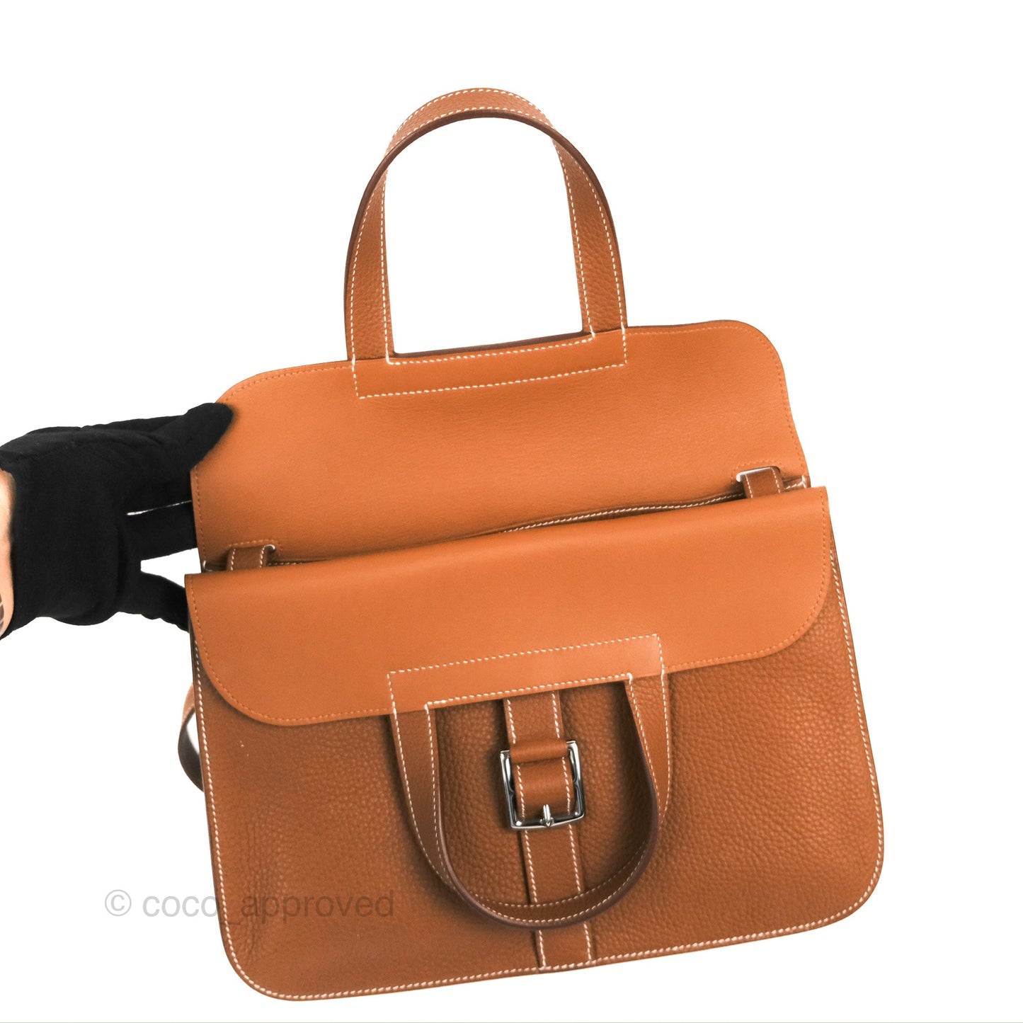 Hermès Halzan 31 Gold Clemence Palladium Hardware