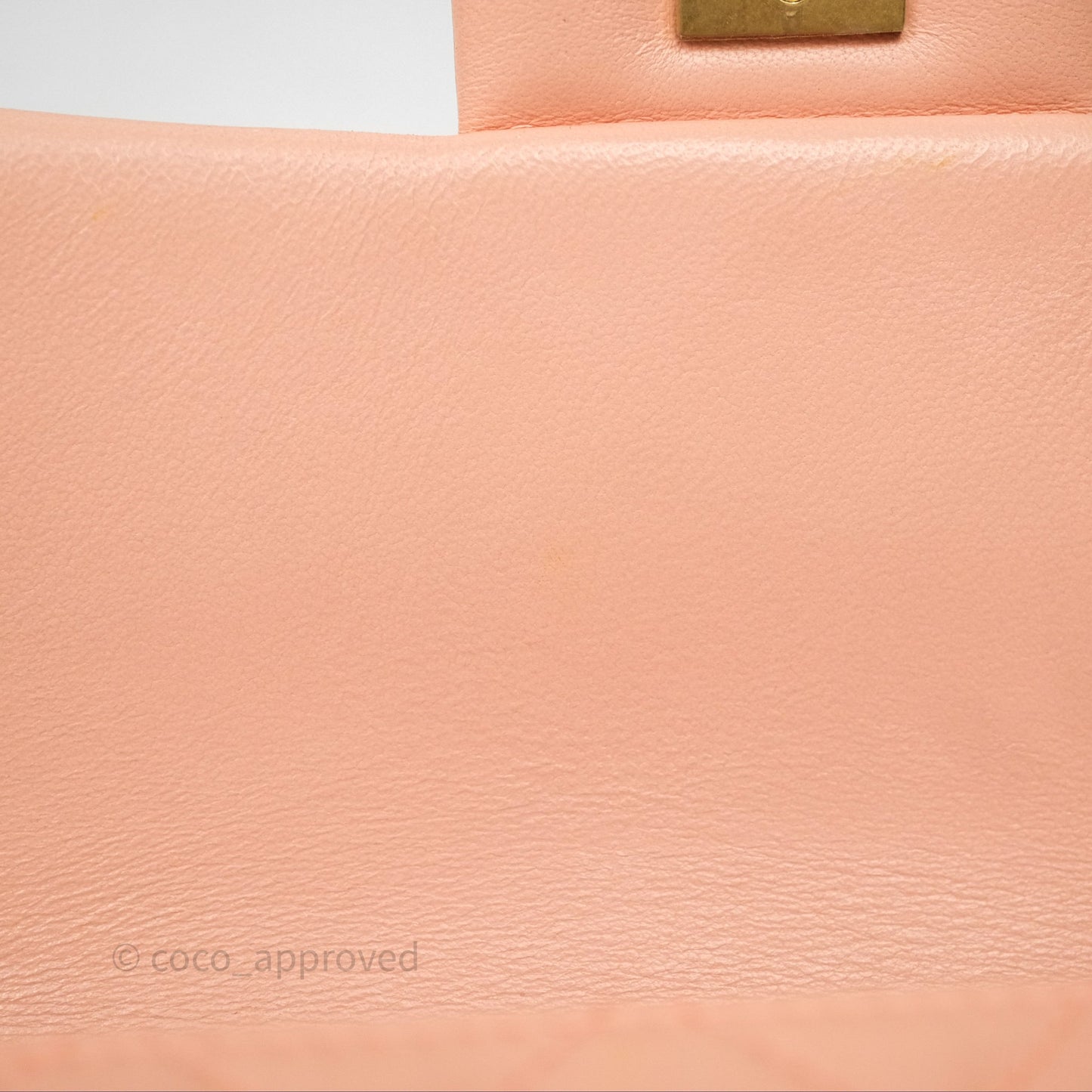 Chanel Mini Rectangular Pearl Crush Quilted Peach Lambskin Aged Gold Hardware