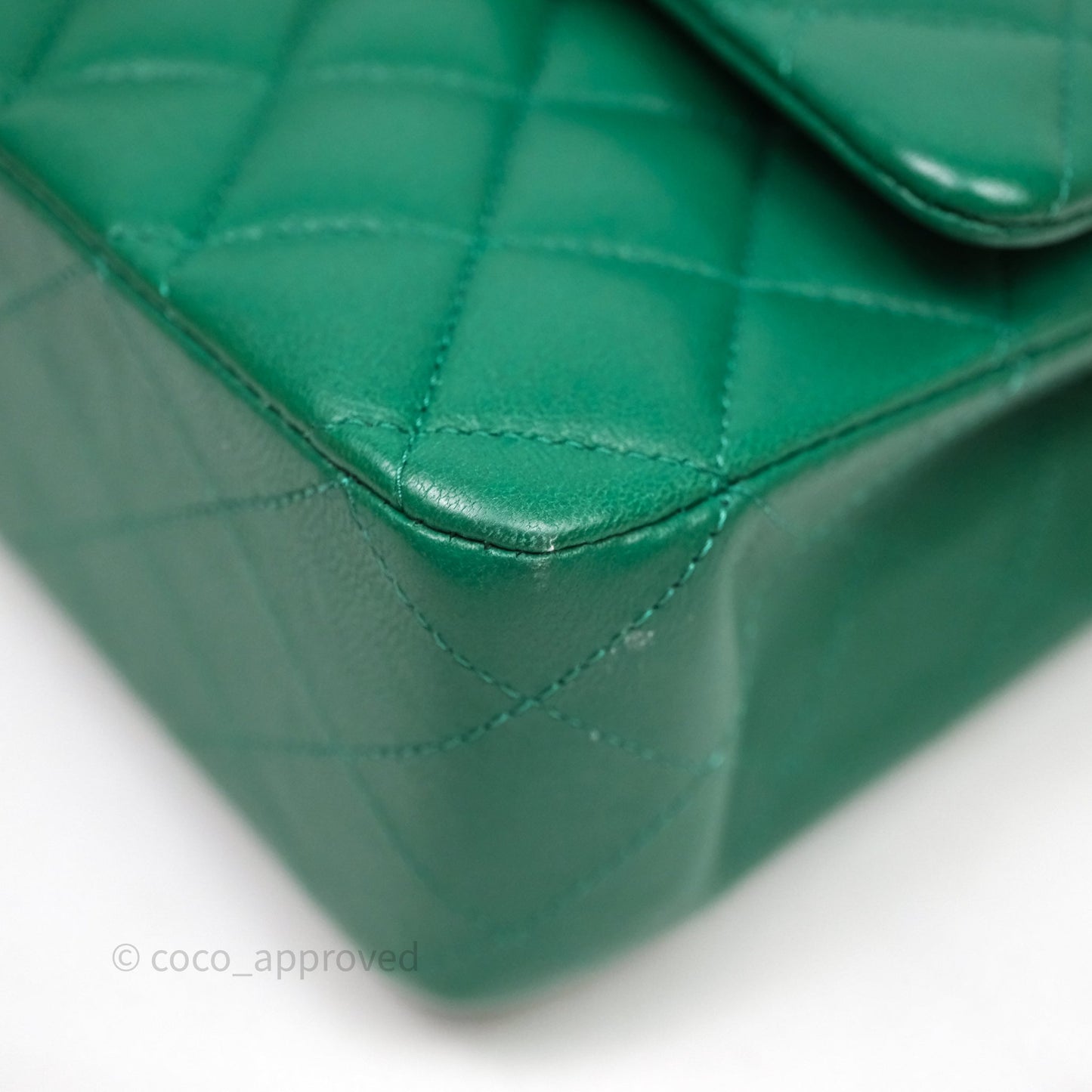 Chanel Classic M/L Medium Flap Quilted Green Lambskin Gold Hardware