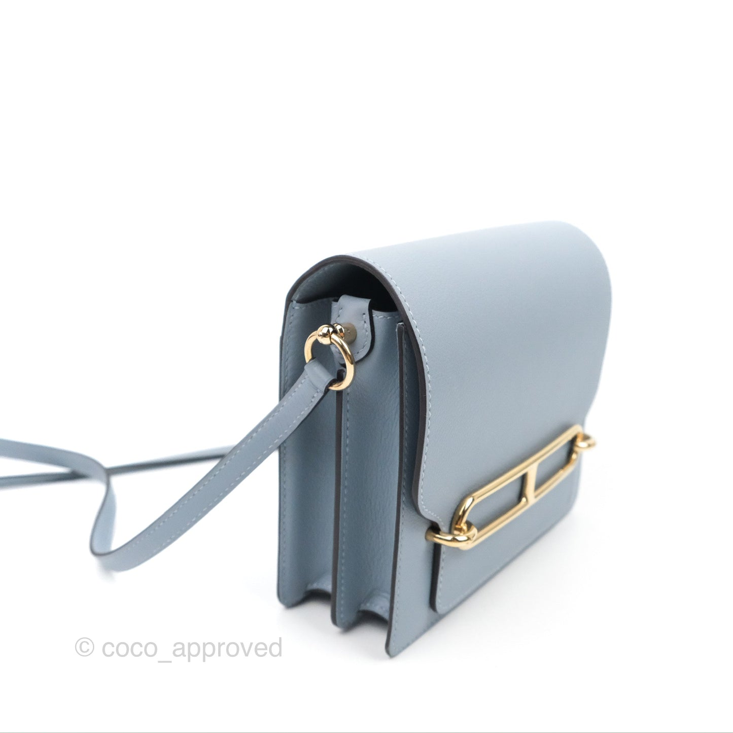 Hermès Roulis Mini 18 Bleu Lin Evercolour Gold Hardware