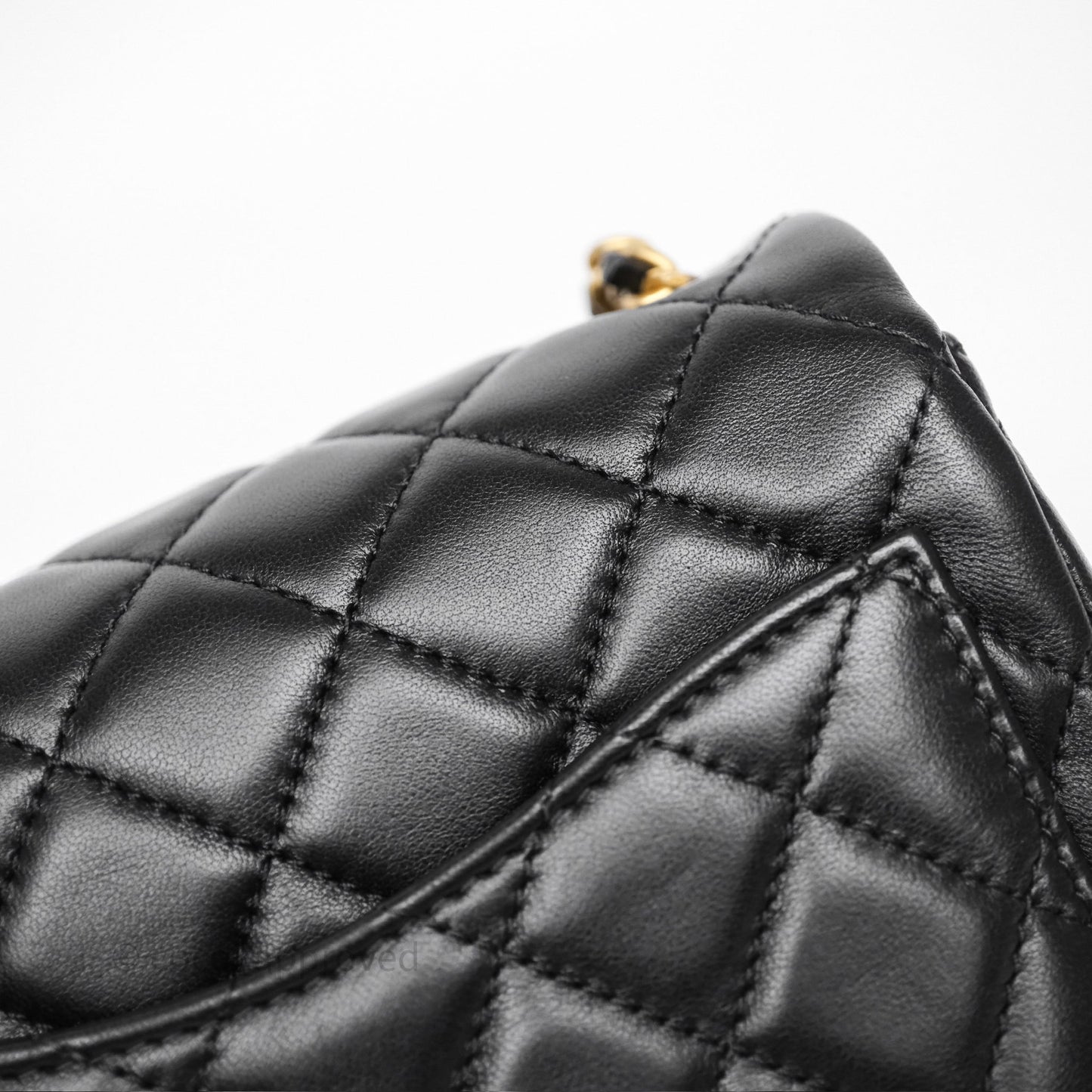 Chanel Pearl Crush Mini Square Quilted Black Lambskin Aged Gold Hardware